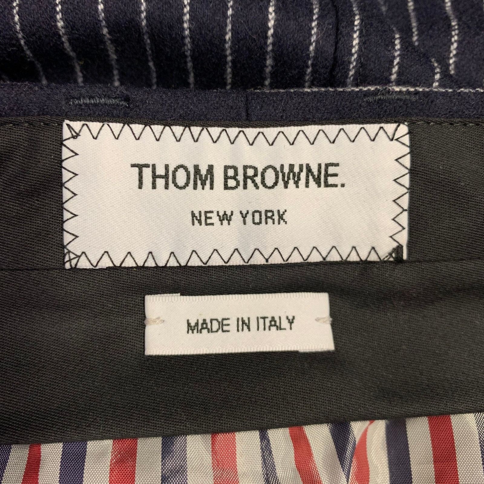 Thom Browne Size 0 Navy White Wool Cashmere Pinstripe Cuffed Mini Skirt Size 25" / US 0 / IT 36 - 5 Thumbnail