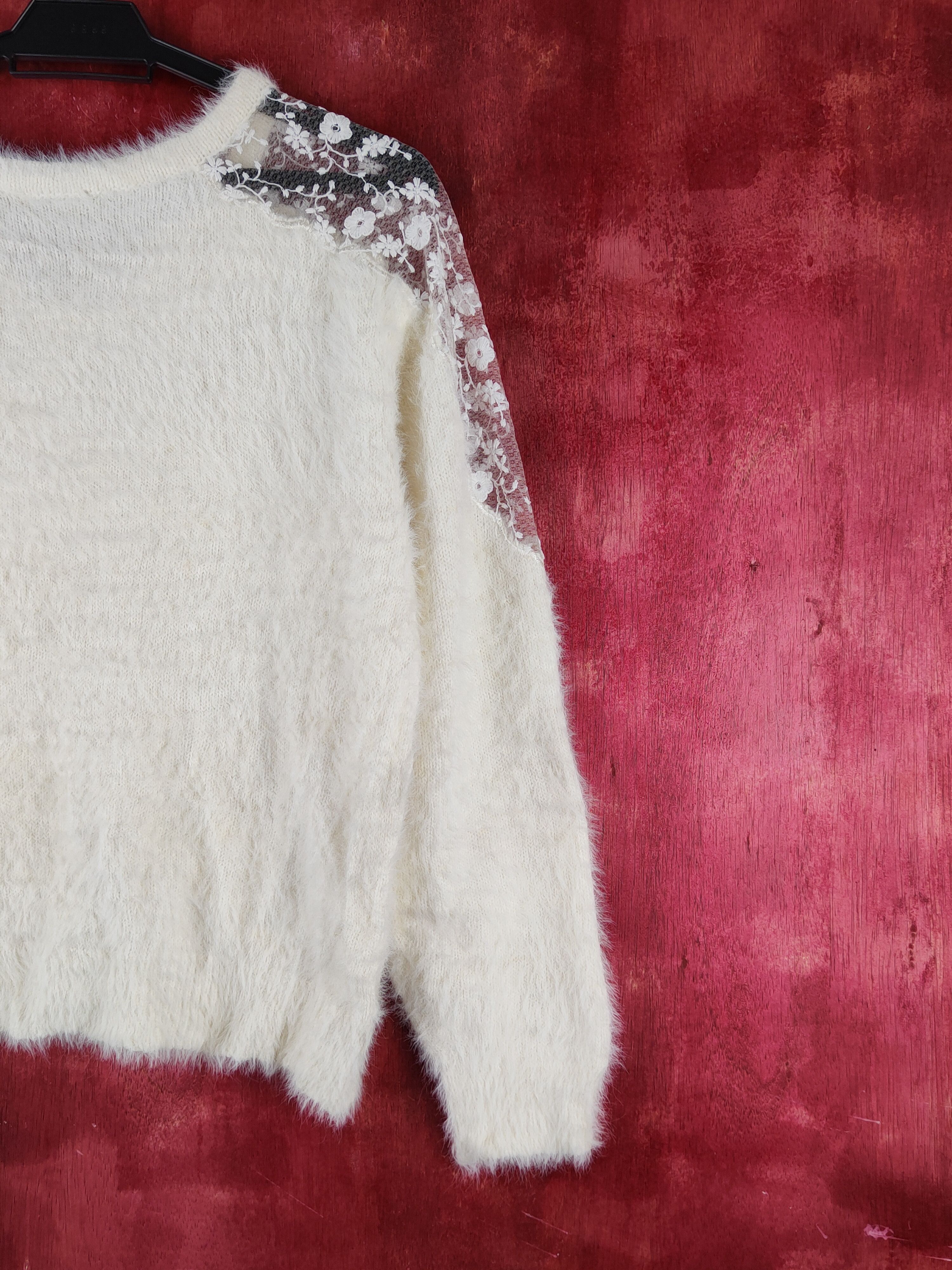Japanese Brand × Vintage Ingni Ivory Shag Shaggy Fur Mohair Knitwear #S1925 Size M / US 6-8 / IT 42-44 - 9 Thumbnail