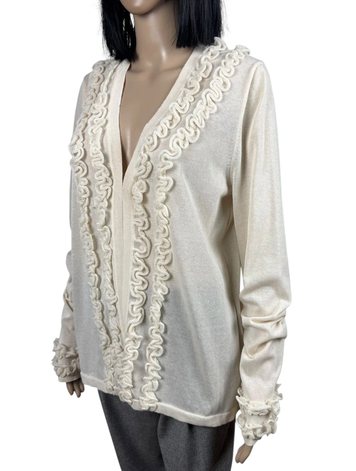 Wolford Wolford Ruffle Cardigan Cream Cotton Polyamide size M Size M / US 6-8 / IT 42-44 - 6 Thumbnail