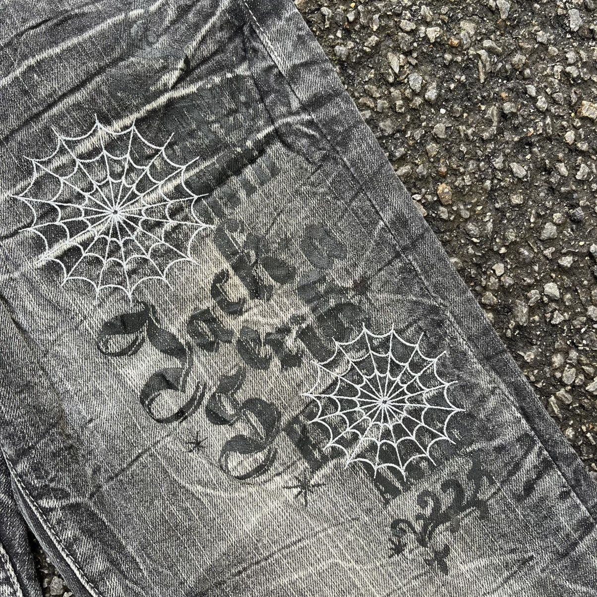Hysteric Glamour Flared Jack Serika Artist Work Spider Web Distressed Jeans Size US 32 / EU 48 - 4 Thumbnail