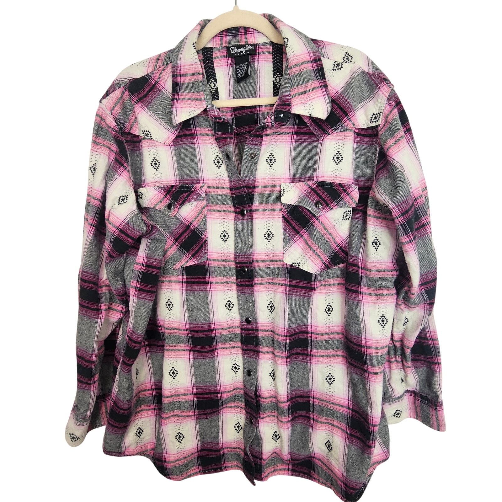 Wrangler Wrangler Retro Womens Plaid Western Flannel Shirt Sz XXL Size XXL / US 16-18 / IT 52-54 - 1 Thumbnail