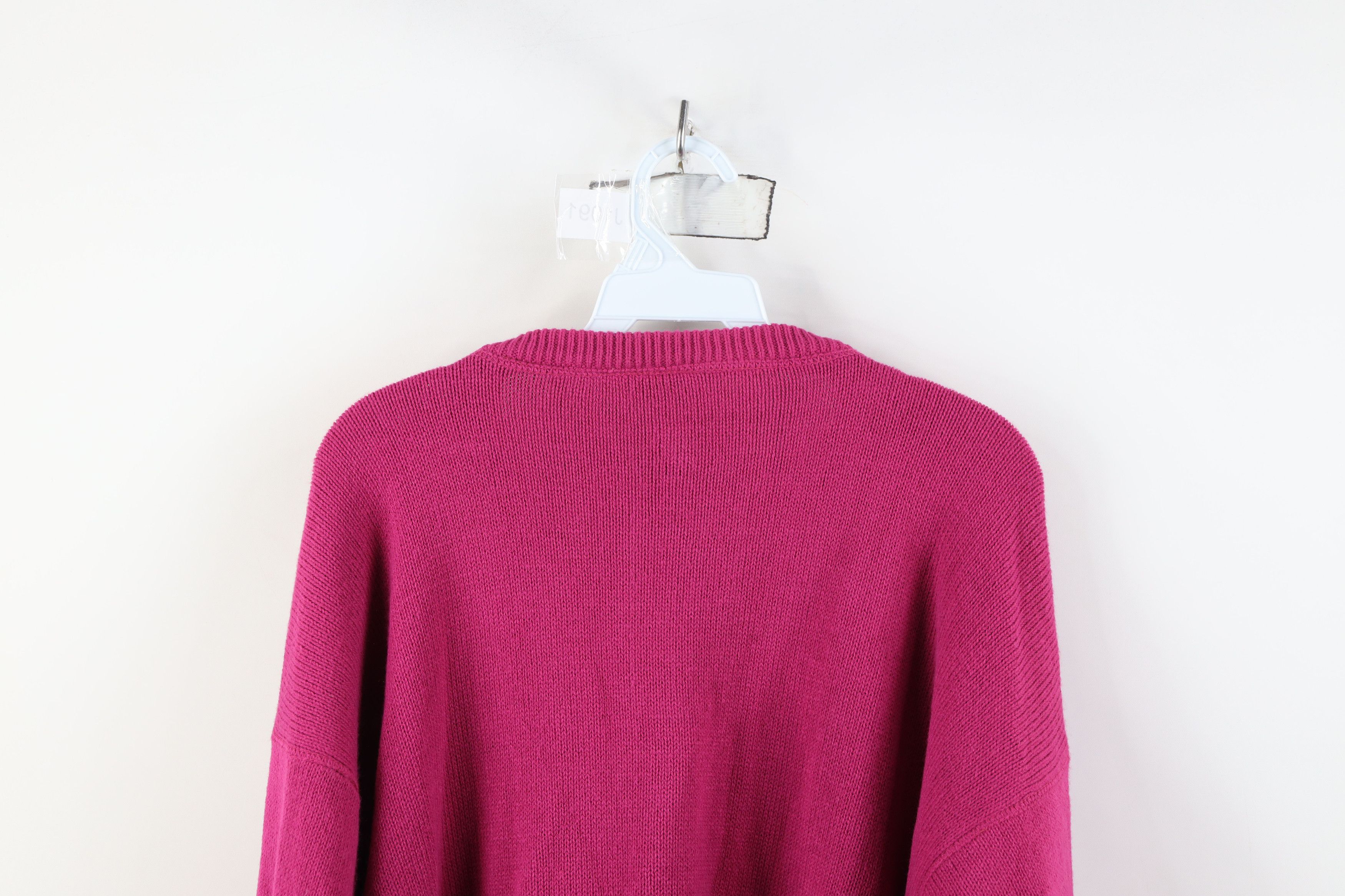 Vintage Vintage 90s Streetwear Ribbed Knit Henley Sweater Magenta Size L / US 10 / IT 46 - 12 Thumbnail