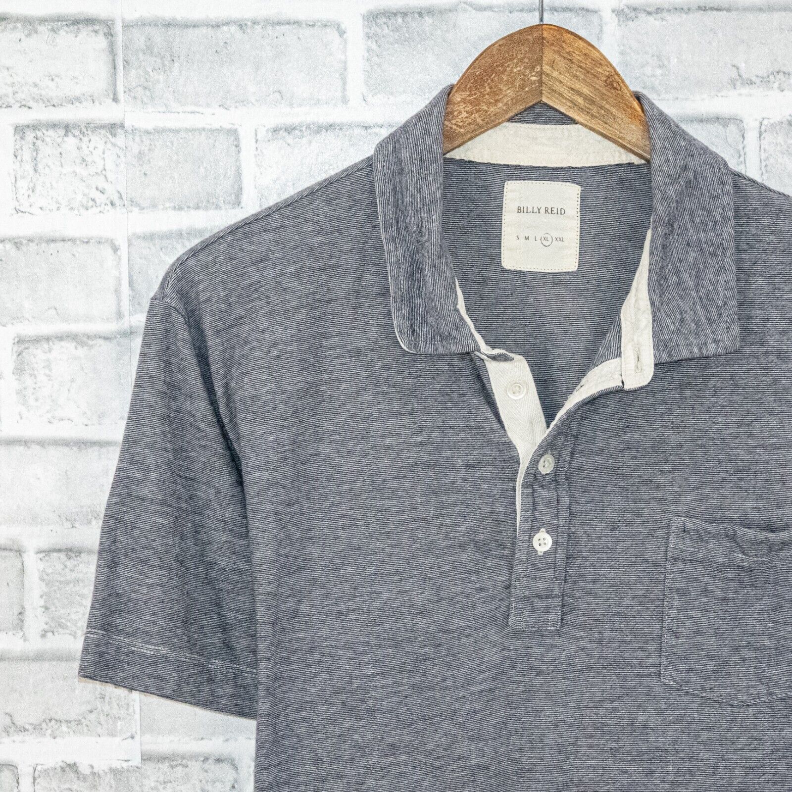 Billy Reid BILLY REID Men's Short Sleeve Polo Shirt Blue Stripe size XL Size US XL / EU 56 / 4 - 5 Thumbnail