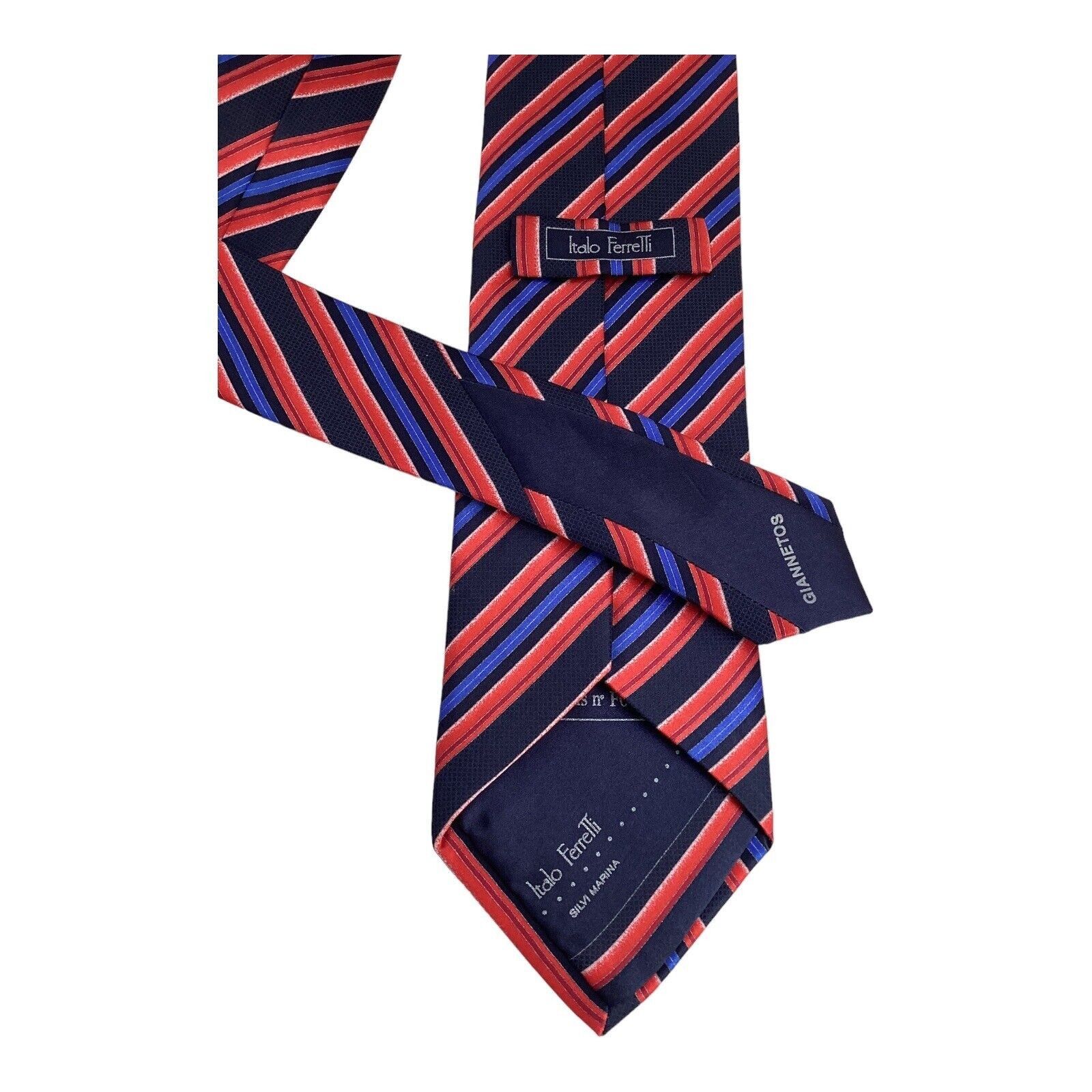 Other ITALO FERRETTI Red Blue Striped Luxury Silk Tie Hand Made It Size ONE SIZE - 4 Thumbnail
