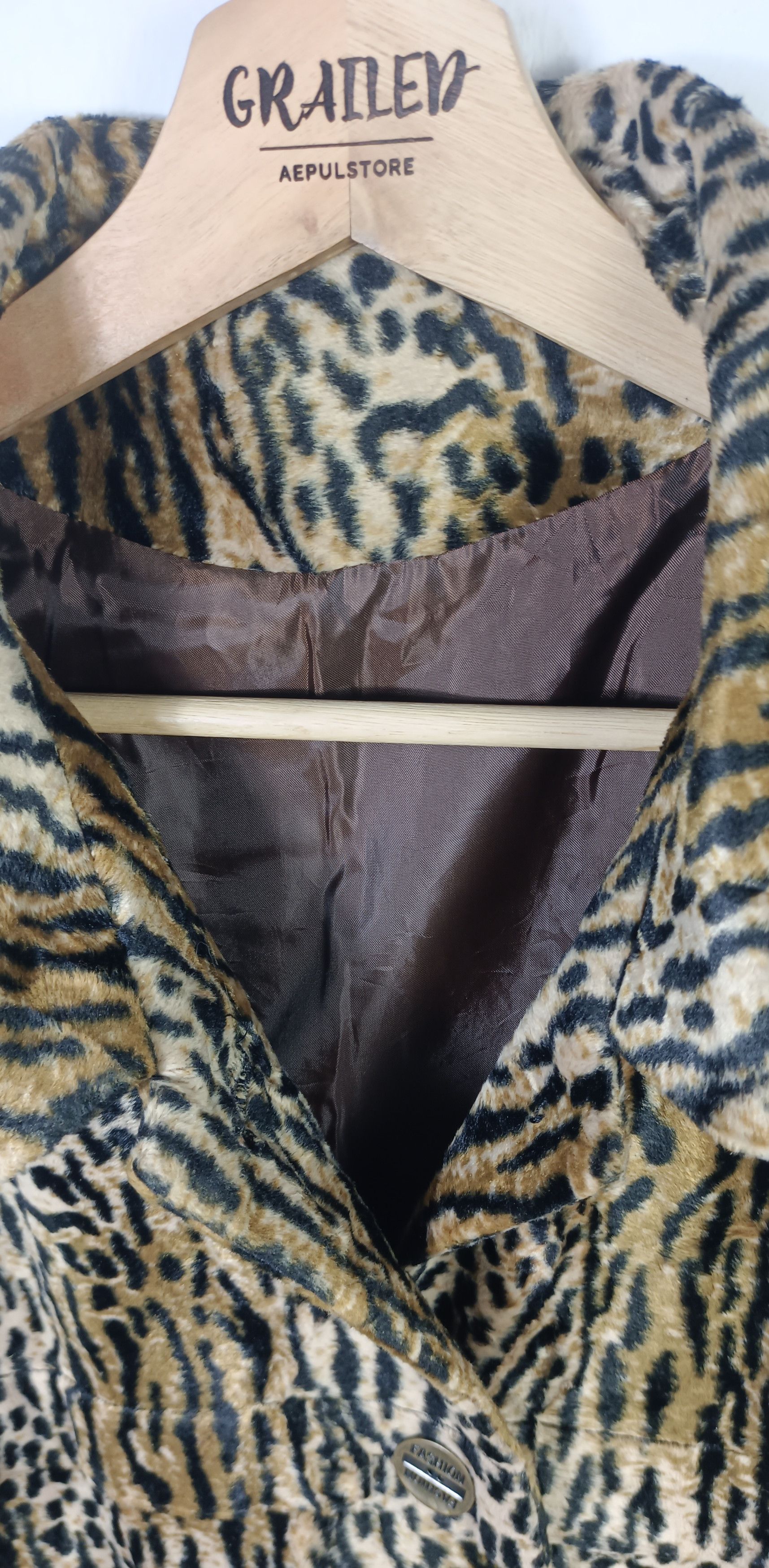 Japanese Brand Unisex🔥Leopard Faux fur Coat "Fashion" Size US L / EU 52-54 / 3 - 10 Thumbnail
