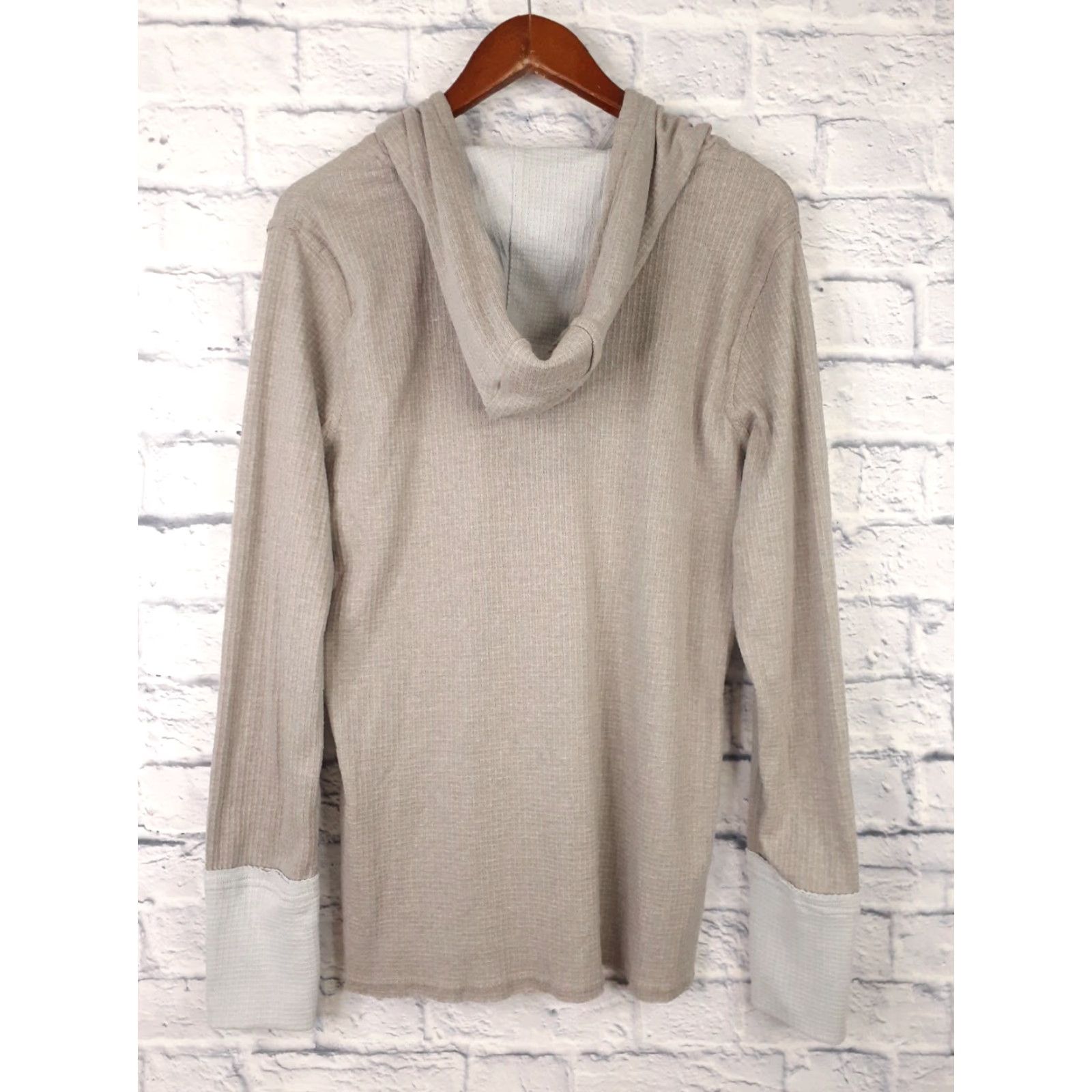 Frye Frye Co Full Zip Waffle Knit Hoodie Thumb Holes Fits Medium Gray Lightweight Size M / US 6-8 / IT 42-44 - 2 Thumbnail