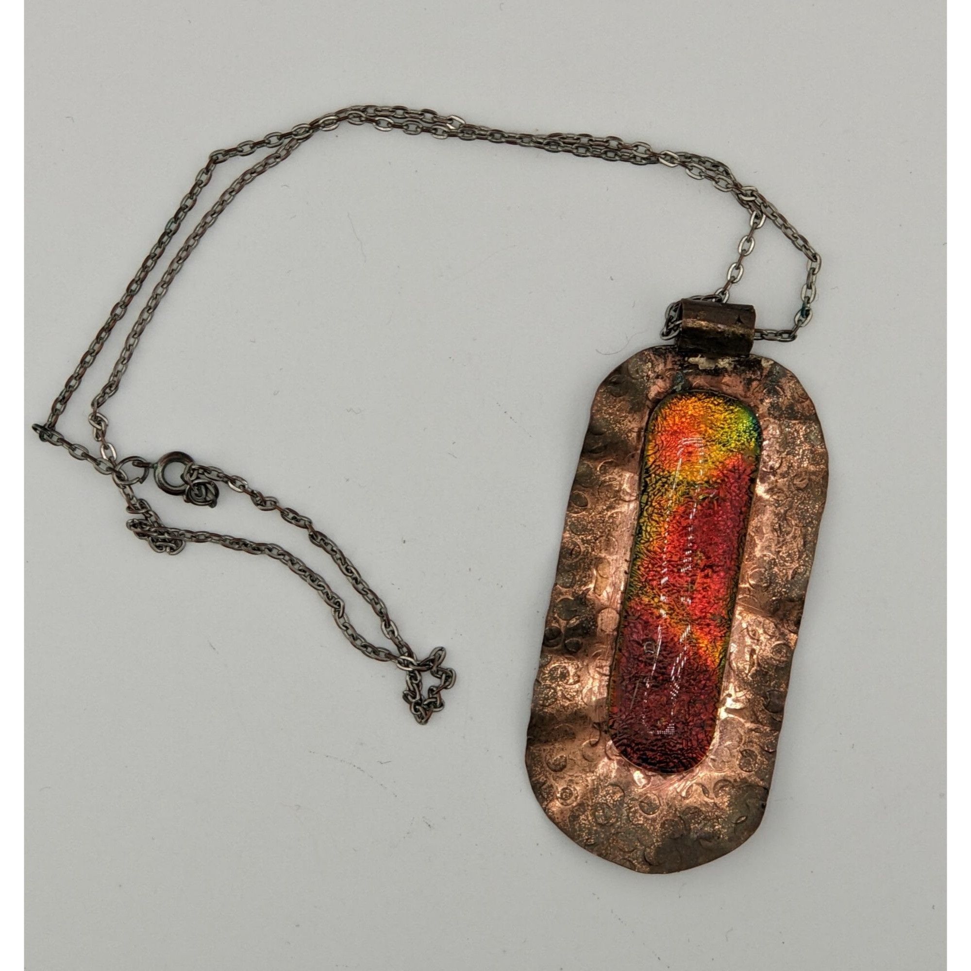 Handmade Vintage Handmade Brutalist Dichroic Glass Pendant Necklace Size ONE SIZE - 5 Thumbnail