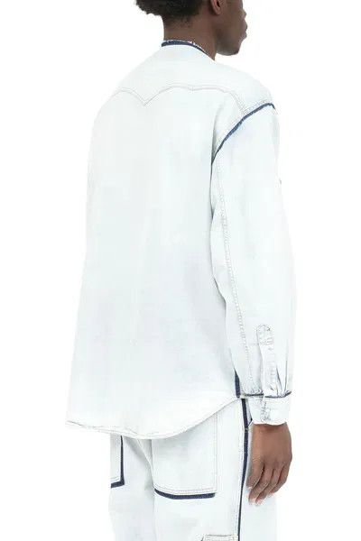 Maison Margiela oc11z0925 Collarless Denim Shirt in White/Blue Size US XL / EU 56 / 4 - 4 Thumbnail