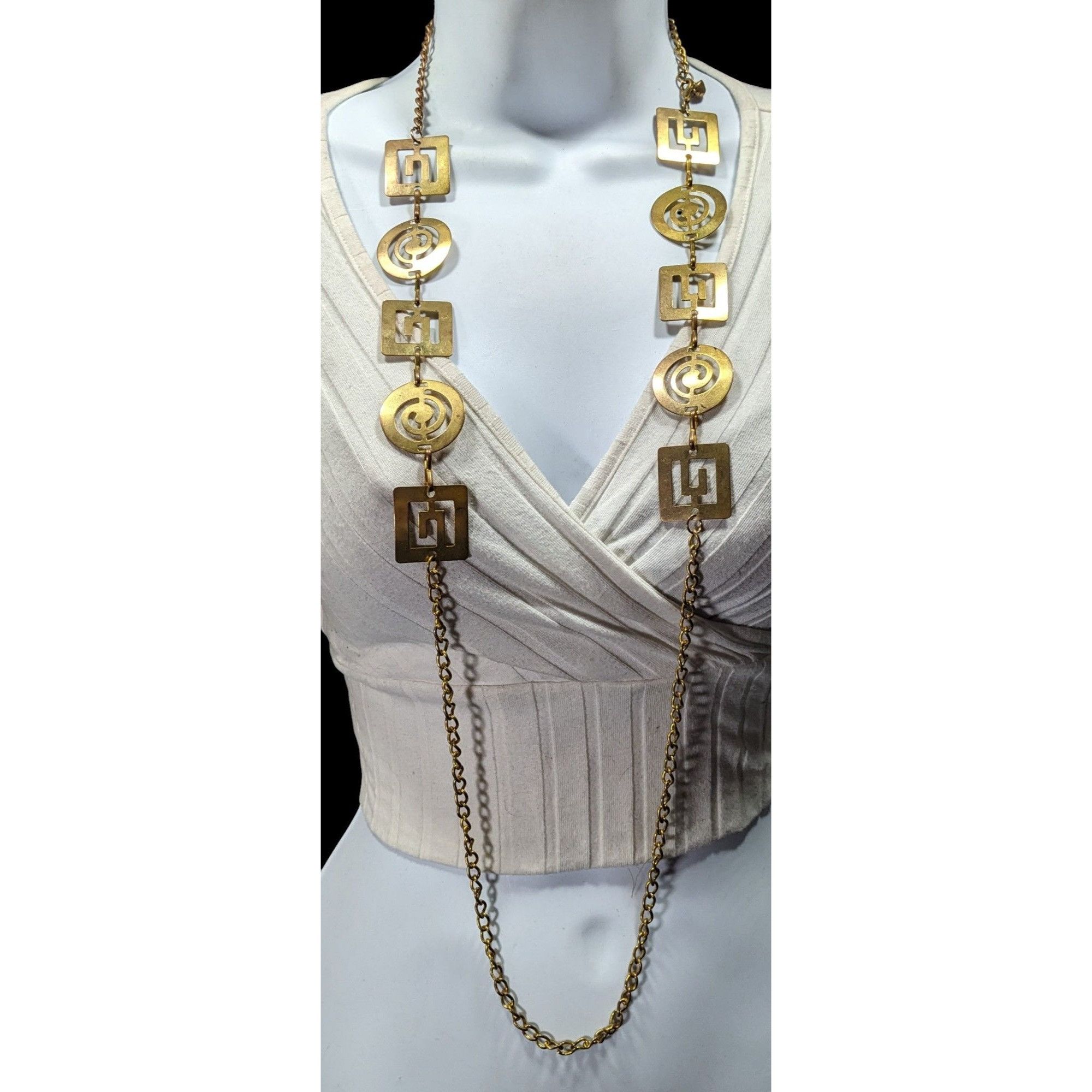 Other Vintage Chunky Geometric Link Chain Necklace Gold Tone With Size ONE SIZE - 5 Thumbnail