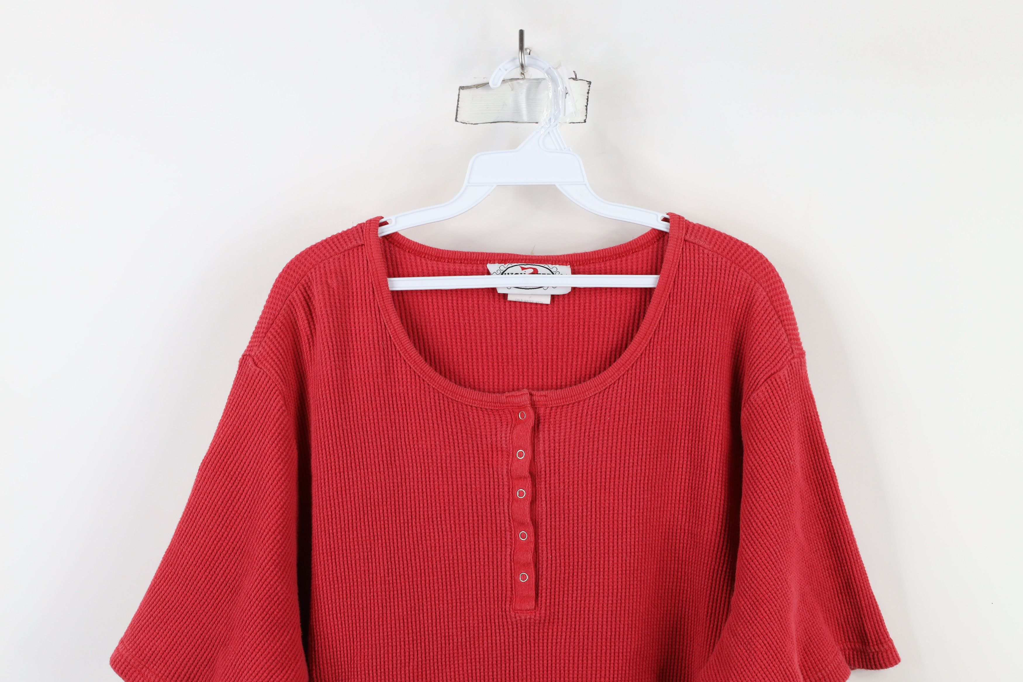 Vintage Vintage 90s Streetwear Thermal Waffle Knit Henley T-Shirt Size 4XL / US 24-26 - 2 Thumbnail