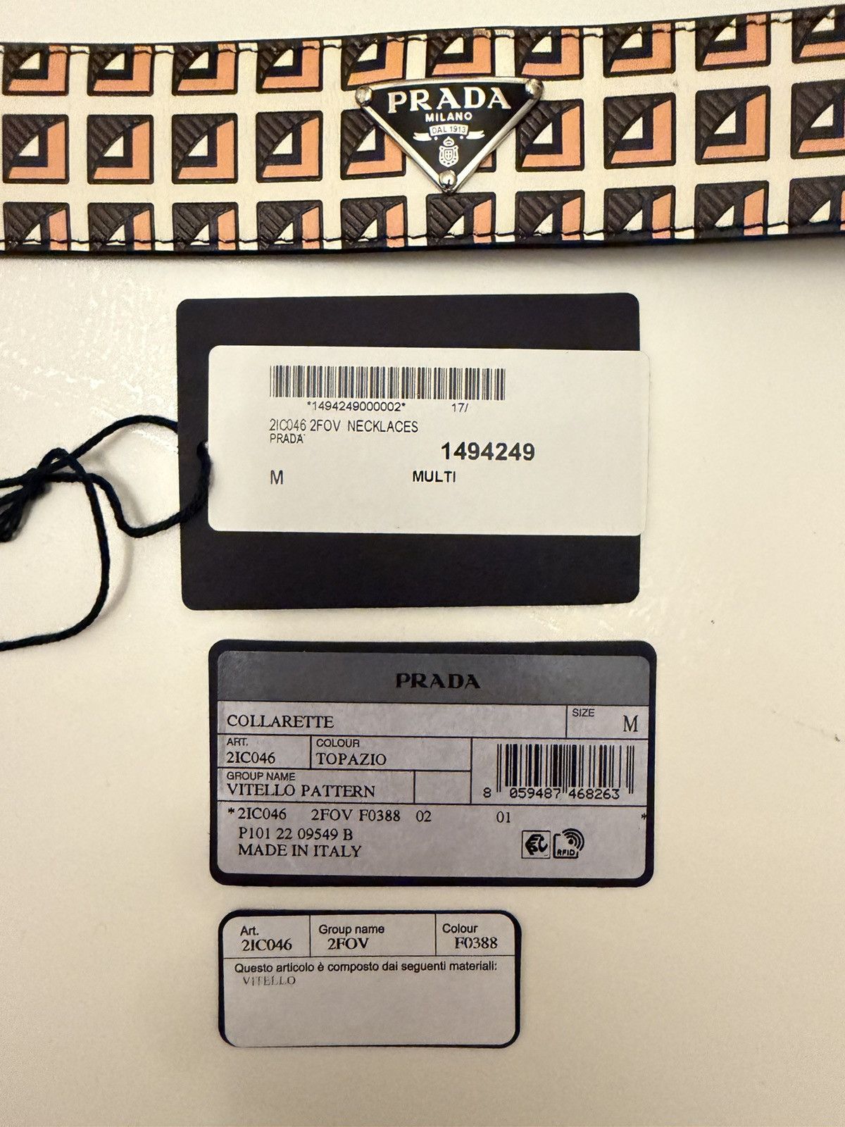 Prada Prada Choker Necklace Vitello Pattern Leather Size M Size ONE SIZE - 3 Thumbnail