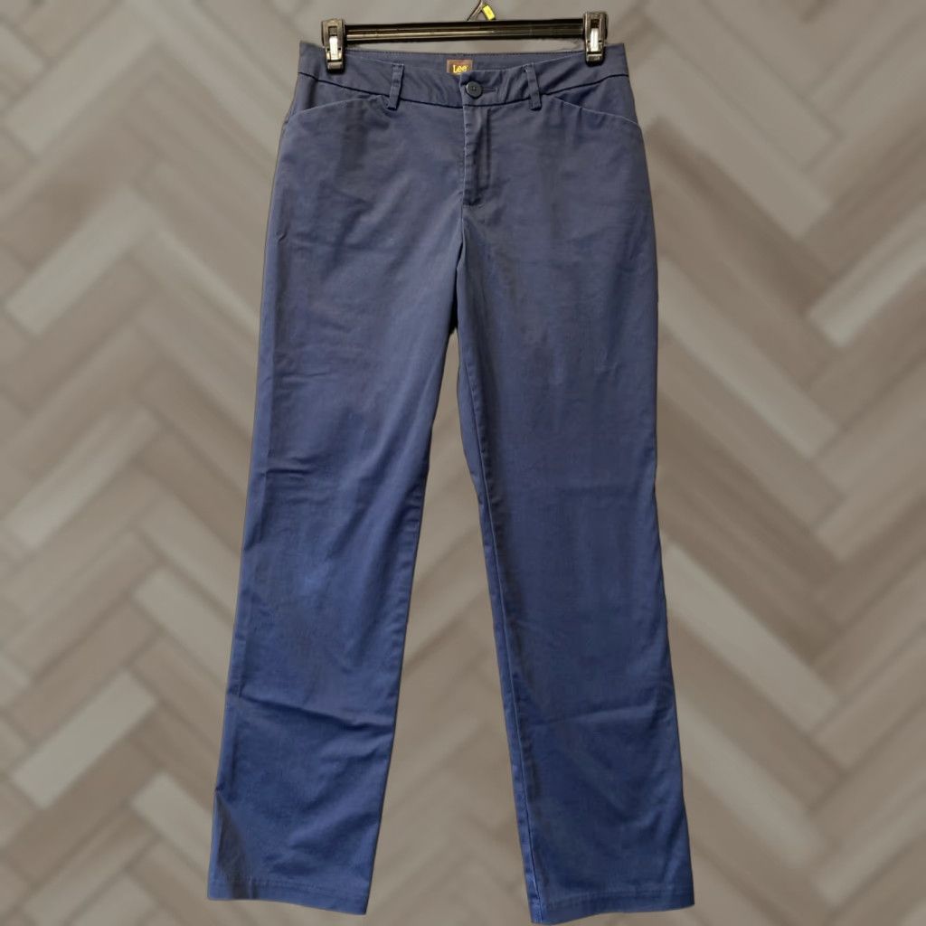 Lee LEE Chino Pants Women Size 8 Navy Cotton Blend Tapered Regular 32" Inseam Size 30" / US 8 / IT 44 - 1 Thumbnail