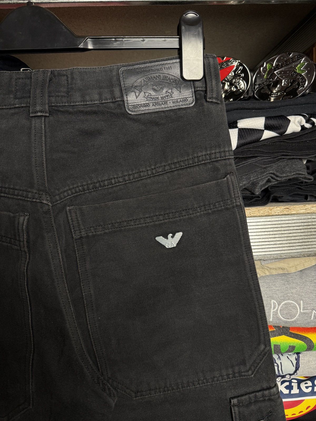 Armani Vintage Armani Jeans Metal Logo Black Denim Pants Size 32 Size US 32 / EU 48 - 4 Thumbnail