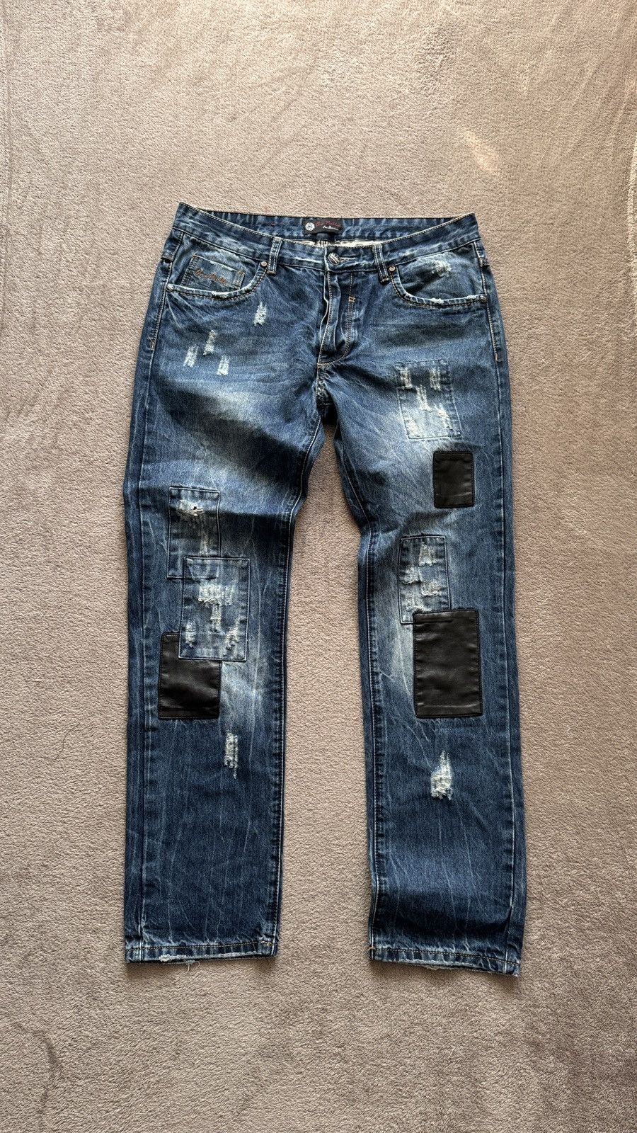 Japanese Brand Patchwork Crazy Mudwash Jeans Y2K LGB ifsixwasnine Dsquared2 Size US 34 / EU 50 - 1 Thumbnail