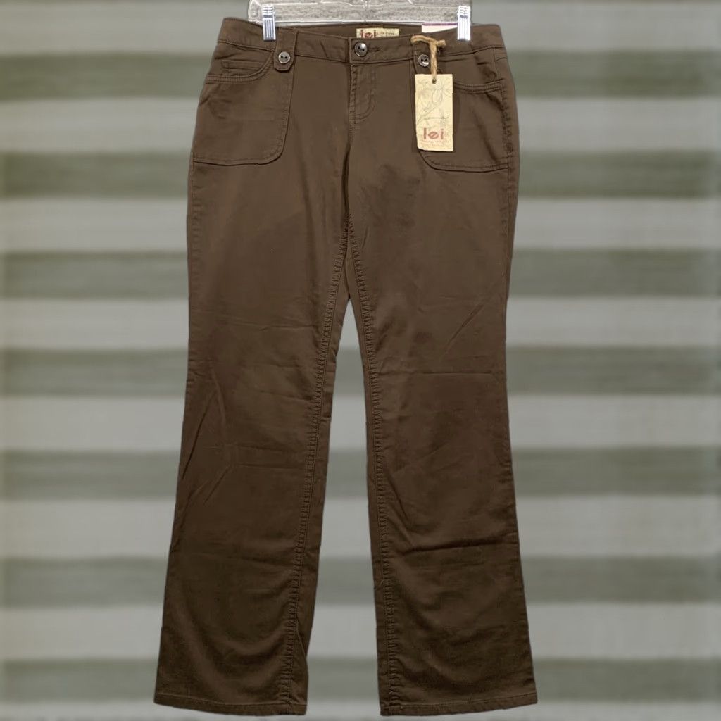 Vintage LEI Utility Pants Women's 11 Regular Brown 5-Pocket Straight Pants NWT Size 11 Juniors Slim Soft Casual Modern Mens? Size 32" / US 10 / IT 46 - 1 Thumbnail