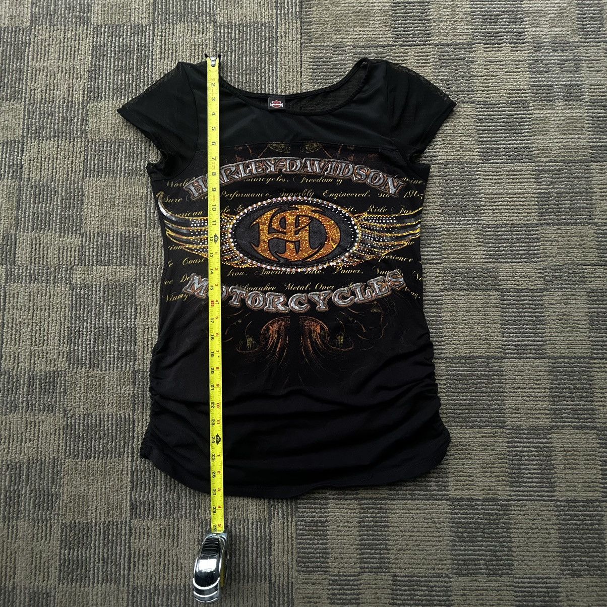 Harley Davidson Vtg Harley Davidson Shirt Black Sheer Micro Mesh Embellished Size L / US 10 / IT 46 - 4 Thumbnail