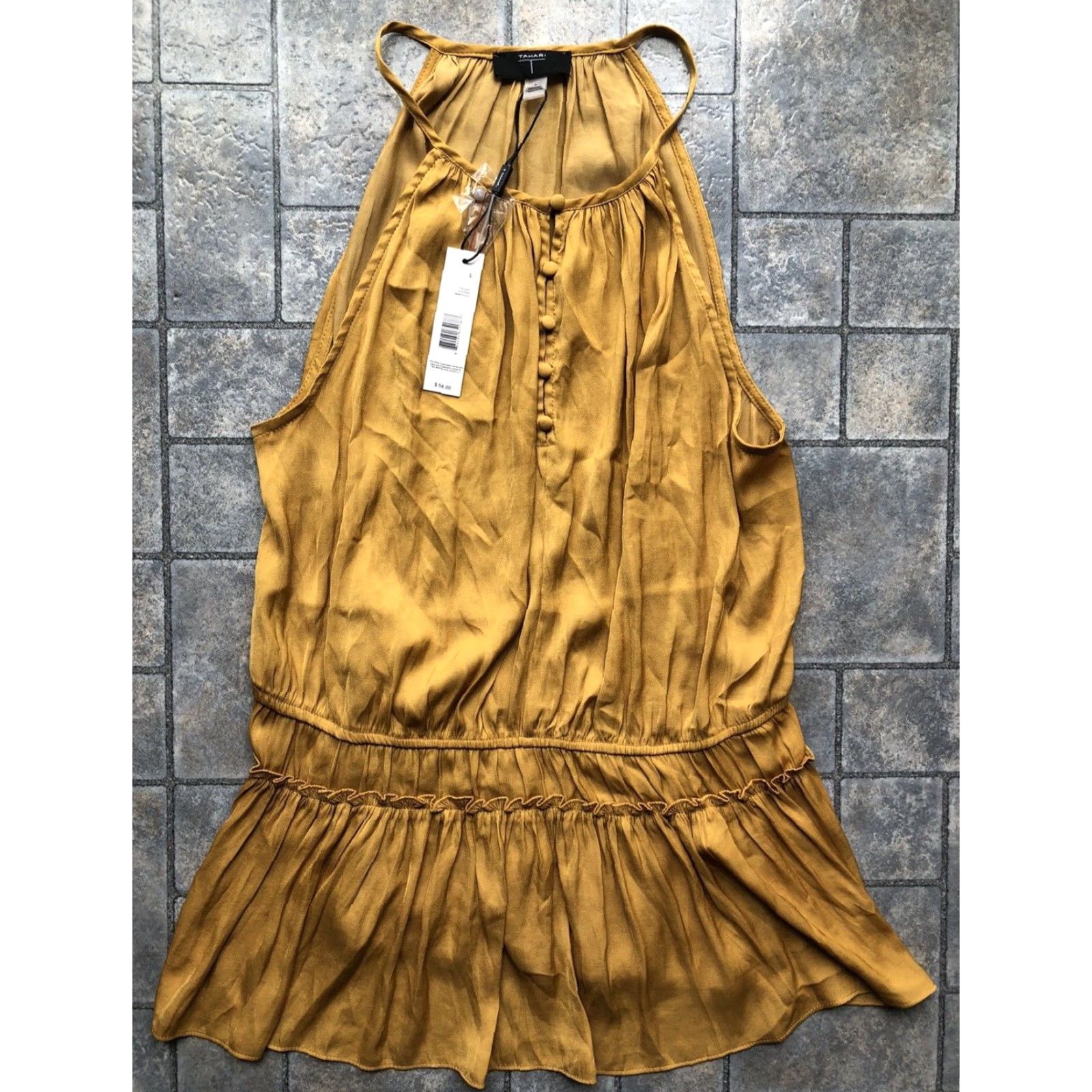 Vintage NWT Tahari Womens Tank Top L Yellow Marigold Sleeveless Shirt Casual Workwear Hipster Preppy Designer Nerd Size L / US 10 / IT 46 - 2 Thumbnail