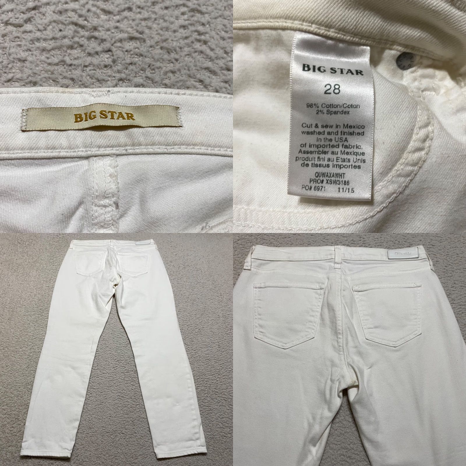 Denime BIG STAR Jeans Women Skinny Mid Rise Light Wash White 28 Inseam 26 Inseam Stretch Cotton Denim Baggy? (Wait) Size 28" / US 6 / IT 42 - 8 Thumbnail