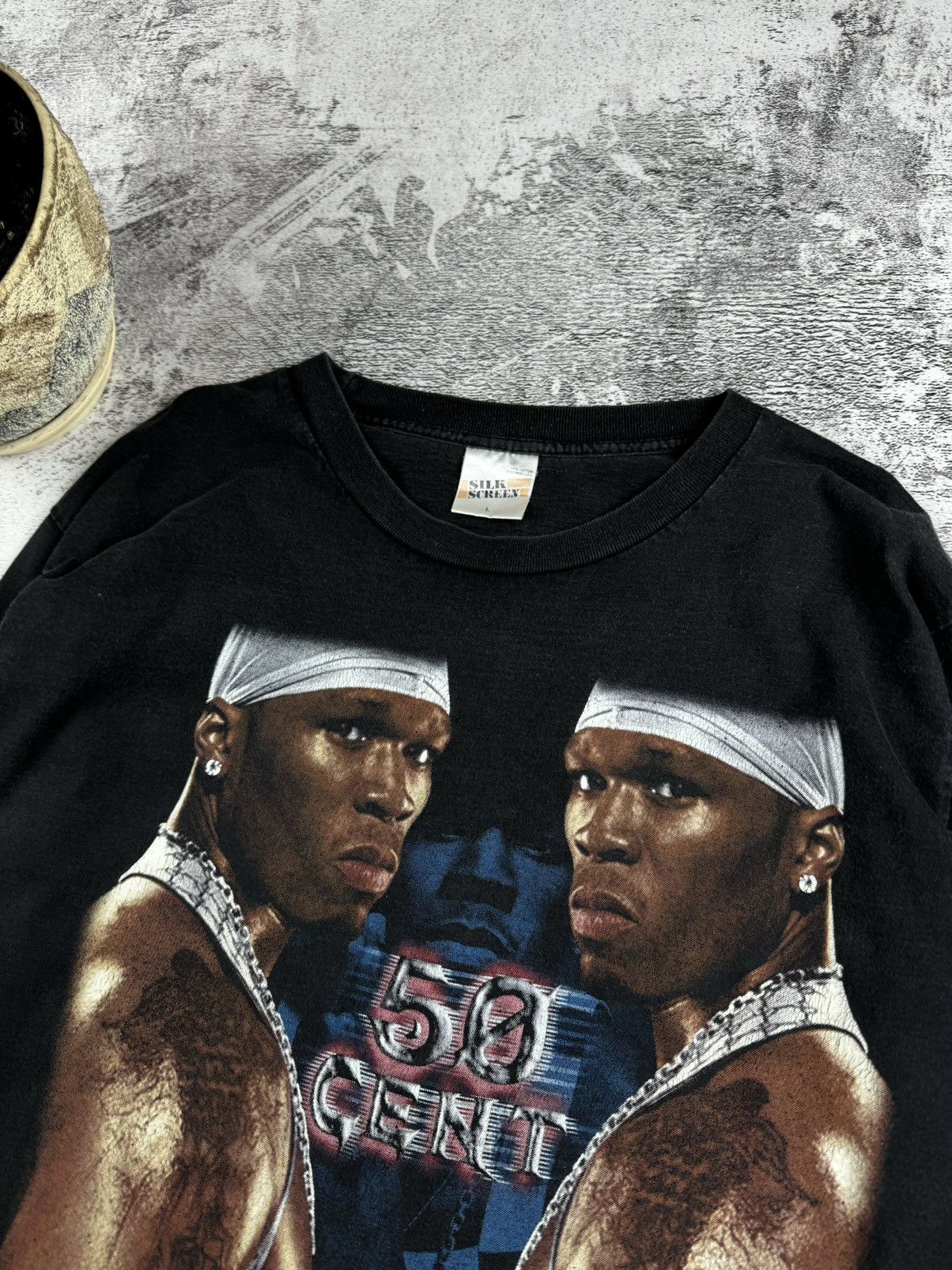 50 Cent Vintage 50 Cent Rap 90S Faded Silk Stars Longsleeve T Shirt Size US L / EU 52-54 / 3 - 8 Thumbnail