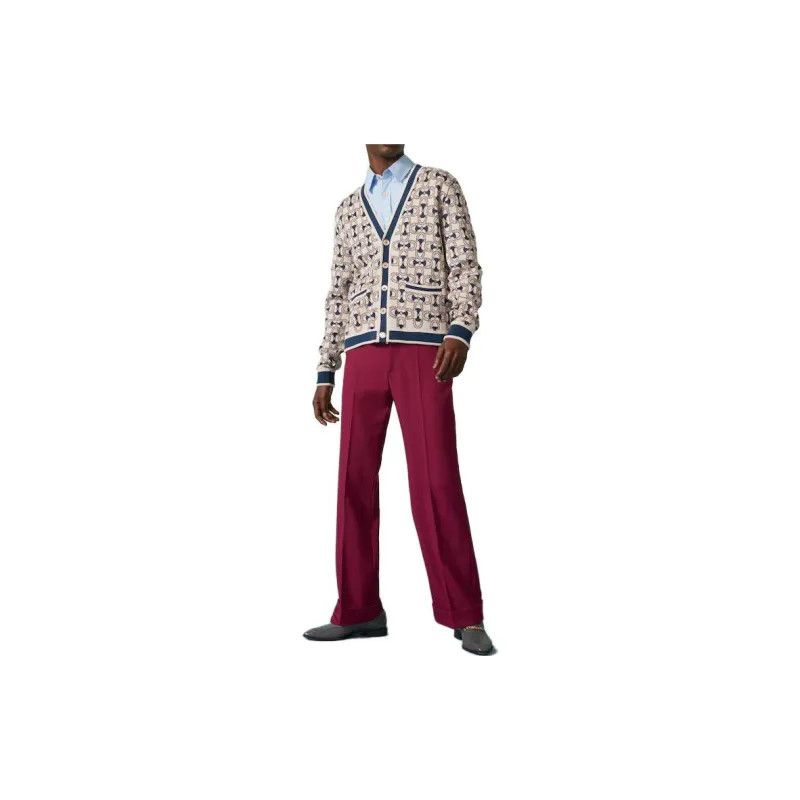 Gucci o1s1wg110225 Horsebit Cotton Jacquard Cardigan Multicolor Size US M / EU 48-50 / 2 - 2 Thumbnail