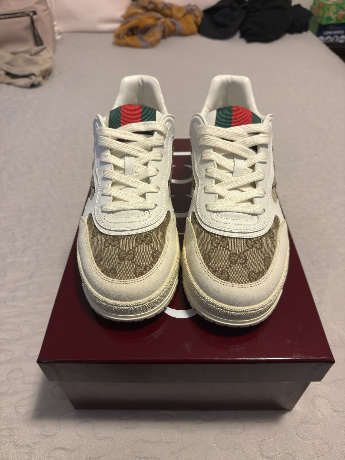 Gucci Gucci Men's Leather Re-Web Sneaker Size US 10.5 / EU 43-44 - 3 Thumbnail