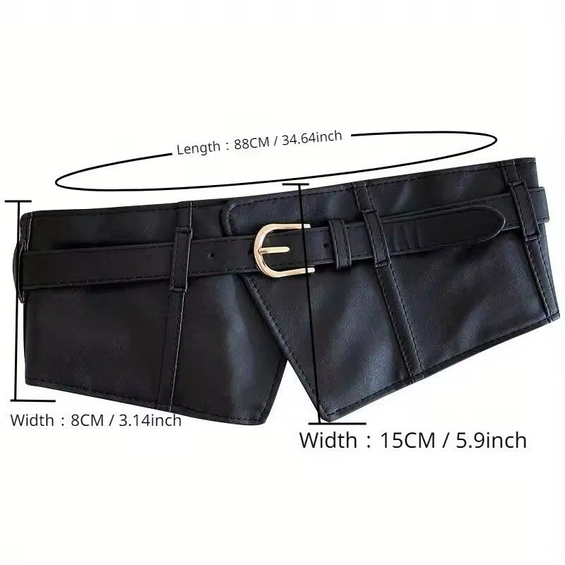 Japanese Brand × Vintage Classic Pin Buckle Wide Belts Black Elastic PU Size ONE SIZE - 11 Thumbnail