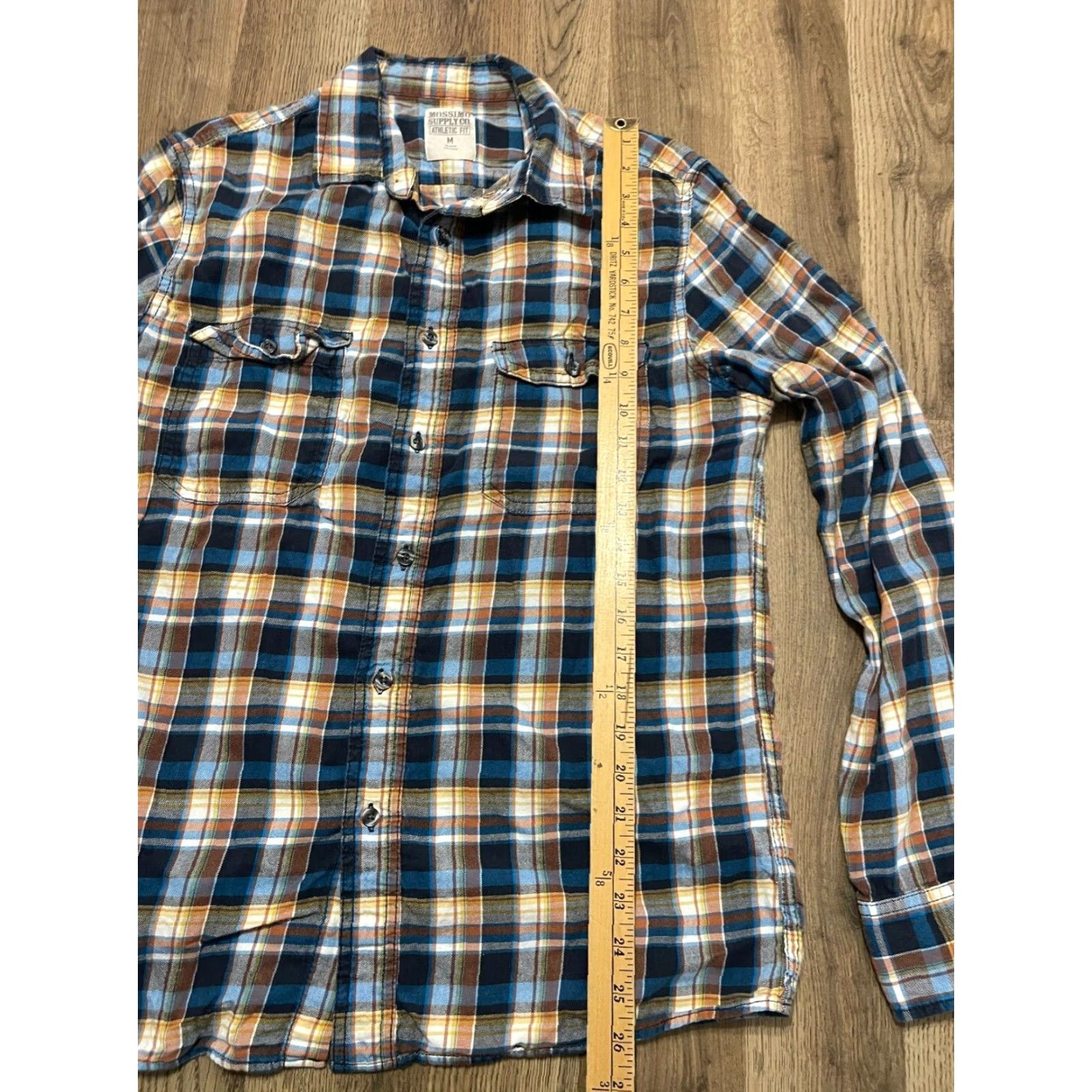 Mossimo Mossimo Shirt Men's Size Medium Blue Orange White Plaid Button Up Athletic Size US M / EU 48-50 / 2 - 7 Thumbnail