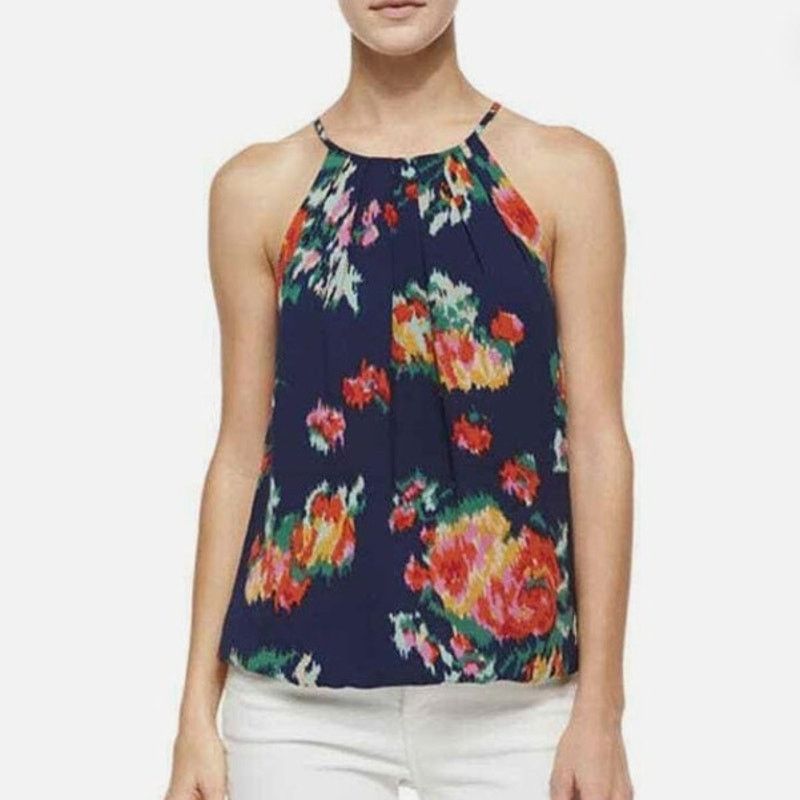 Joie Joie floral silk halter top, ladies small multicolor flowers Size S / US 4 / IT 40 - 9 Thumbnail