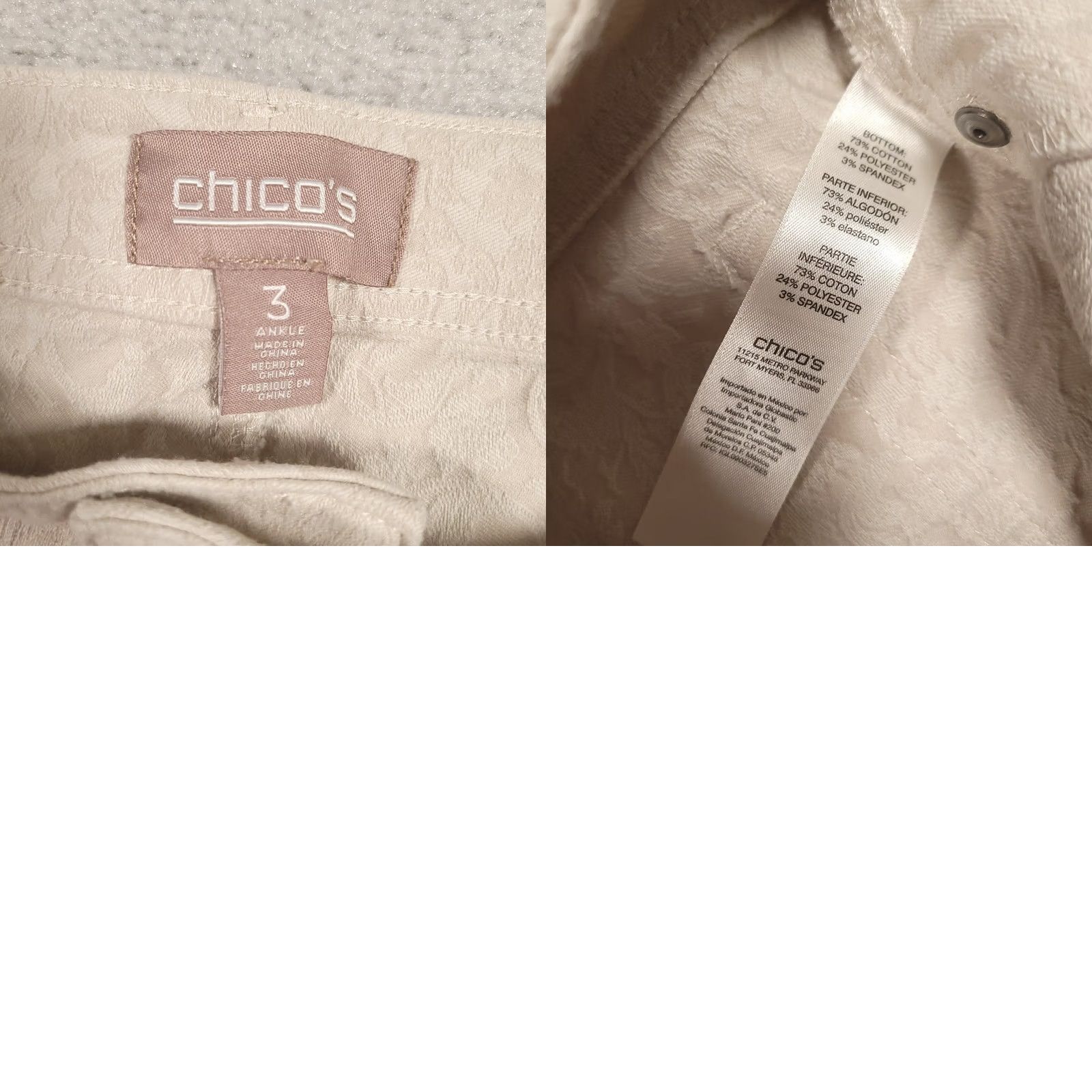 Vintage Chico's Pants Womens Size 3 Ankle Beige Stretch Preppy Adult 36x26 Jeans Regular Beige Womens Size 40" / US 18 - 9 Thumbnail