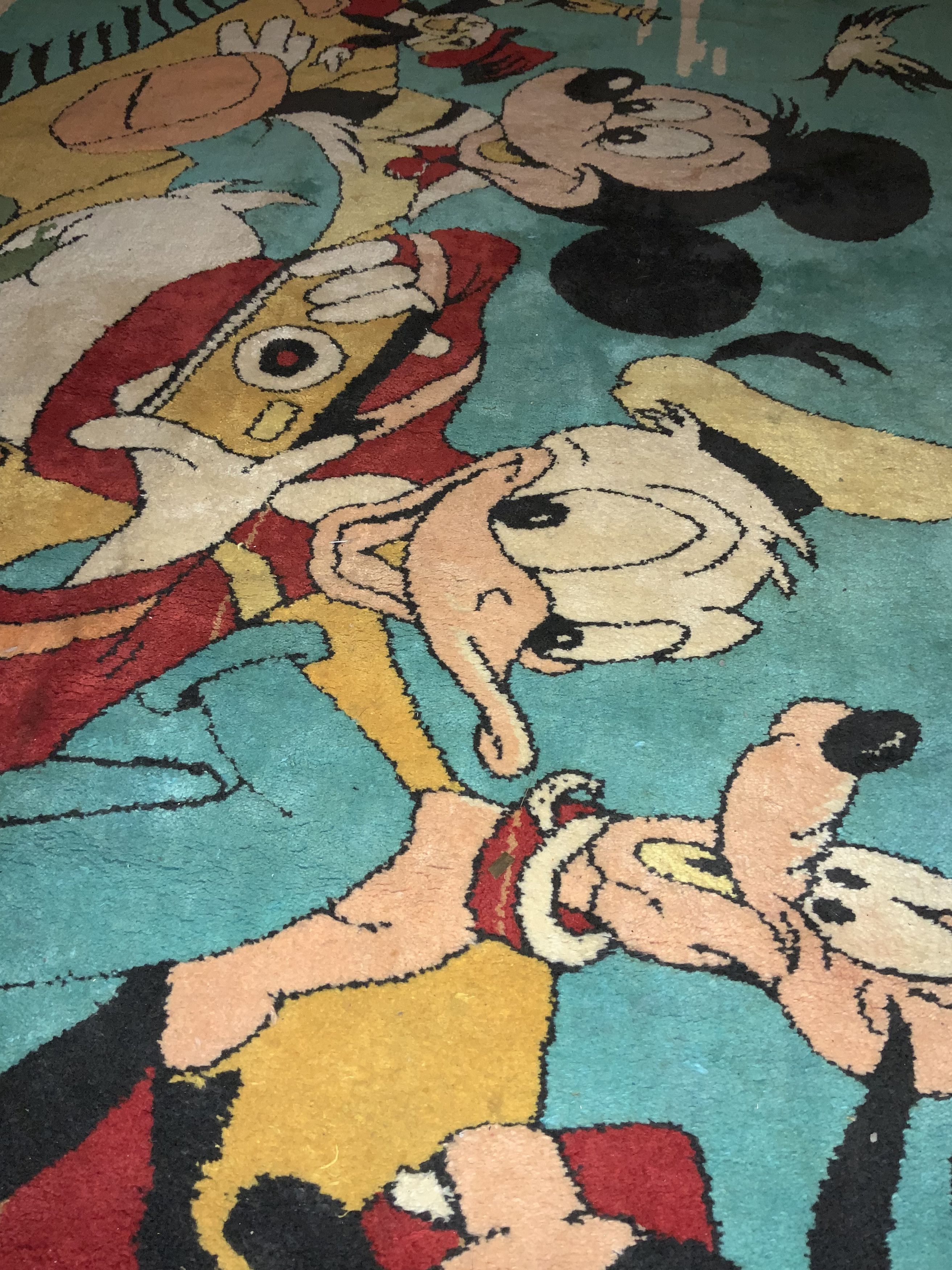 Disney RARE Antique Disney Rug Tapestry: 4 x 5 ft Mickey & Friends Size ONE SIZE - 4 Thumbnail