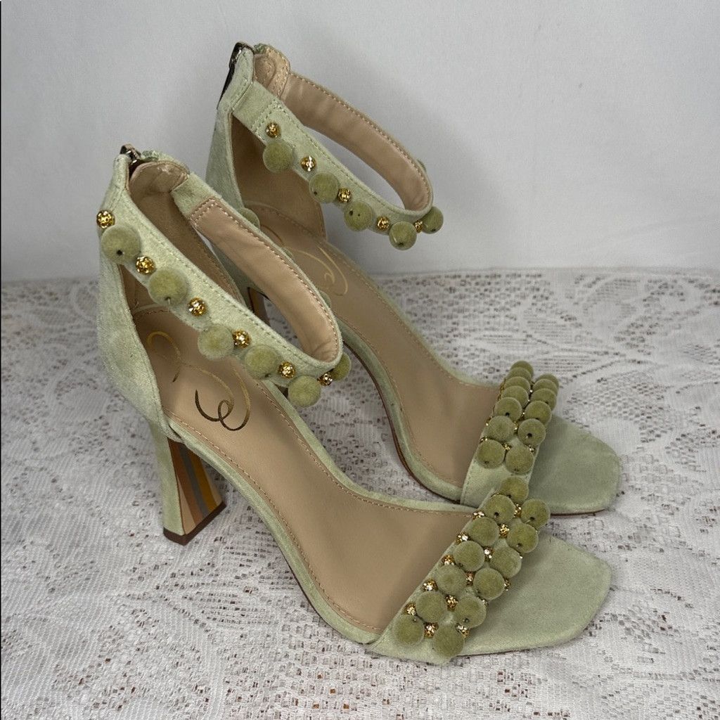 Sam Edelman Sam Edelman Luella leather ankle strap embellished heels 7.5 Size US 7.5 / IT 37.5 - 1 Thumbnail