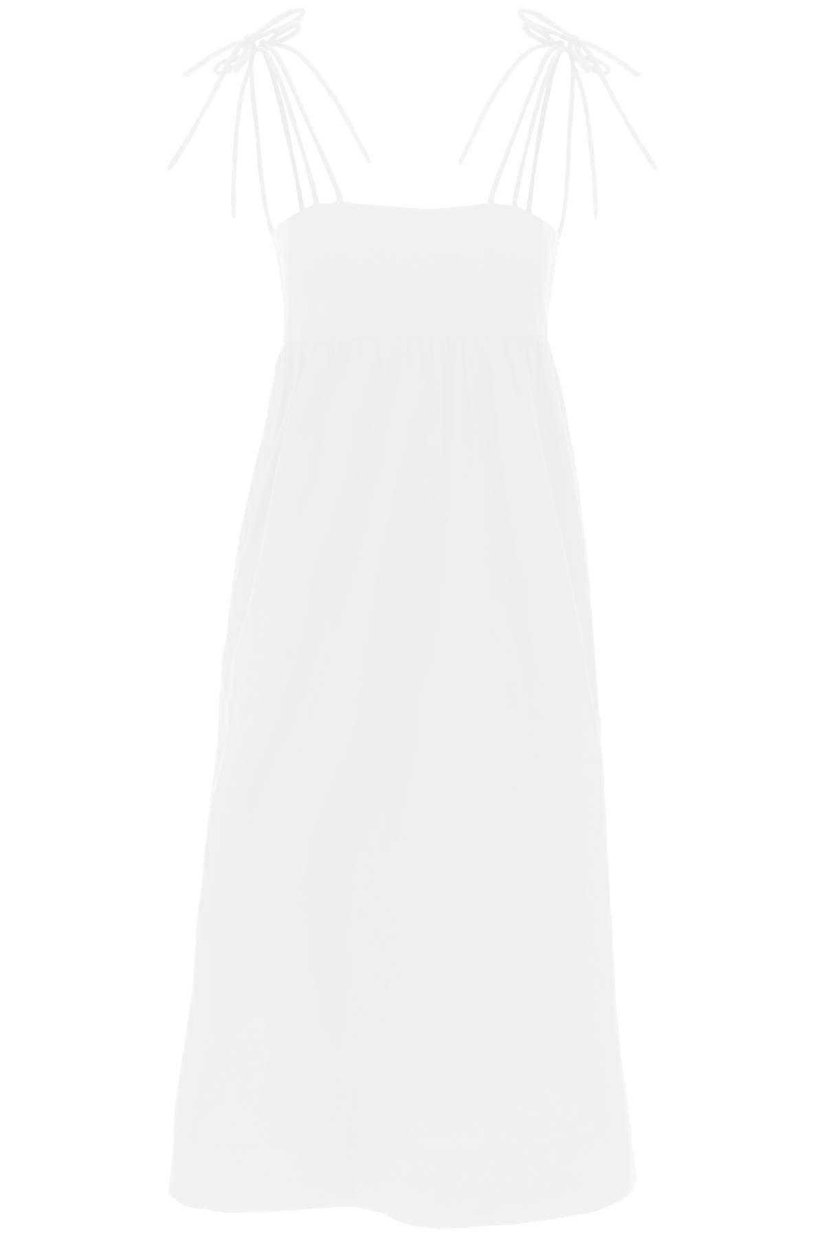 image of Ganni Cotton Poplin Midi Dress In Size Eu 38 For Women in Bianco