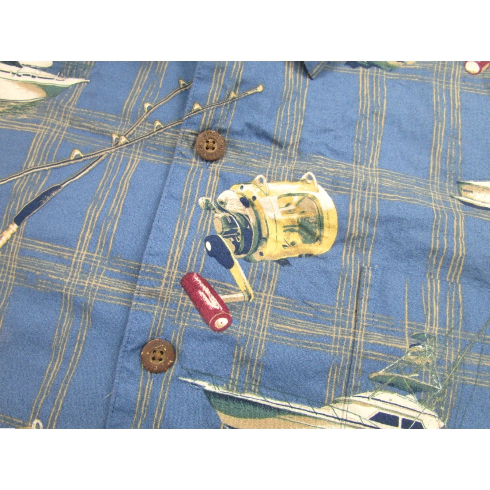 Vintage VINTAGE? No, it's not vintage. AFTCO Bluewater Shirt Mens XL Blue Graphic Print Short Sleeve Camp/Hawaiian Button-Up with Pockets Size US XL / EU 56 / 4 - 4 Thumbnail