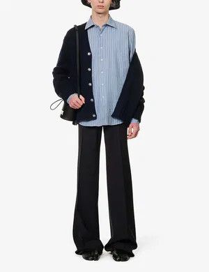 Maison Margiela o1y1124 Long Sleeves Stripped Pattern Shirt In Blue Size US S / EU 44-46 / 1 - 6 Thumbnail