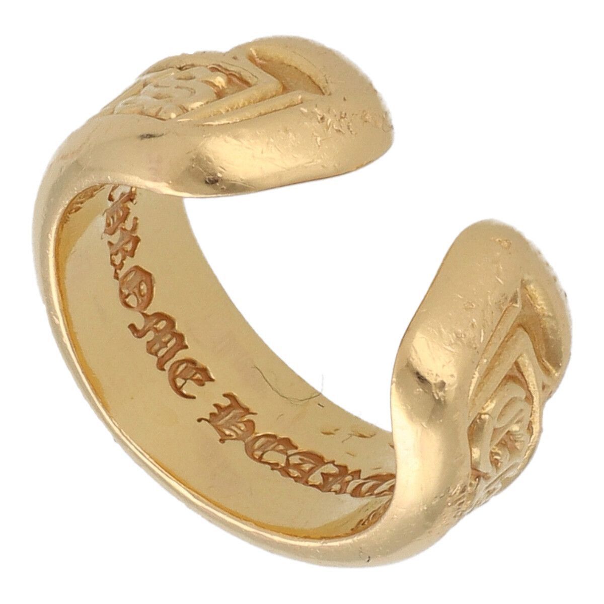 image of Chrome Hearts Scroll Label Ring - Size 4.5 in Gold, Men's