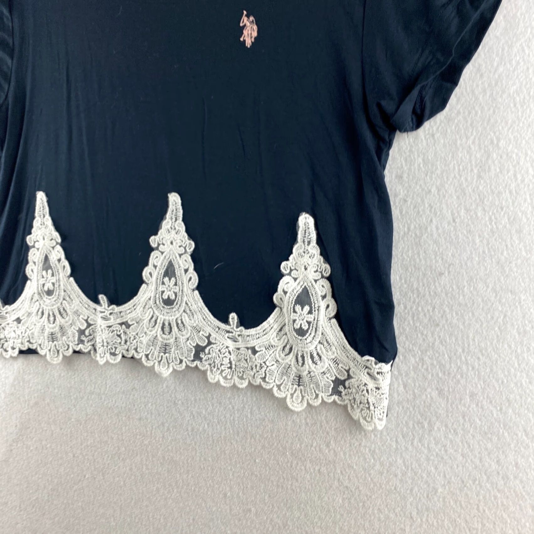 Vintage US Polo Assn Shirt Womens M Blue Crochet Embroidered Cropped Cap Sleeve Shirt Size M / US 6-8 / IT 42-44 - 6 Thumbnail