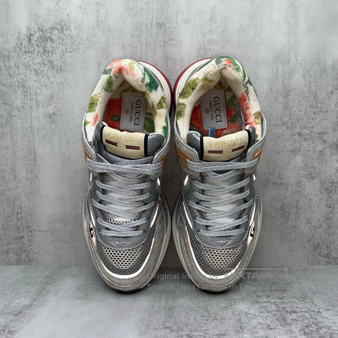 Gucci gucci ultrapace silver glitter sneakers size 37.5. Size US 7.5 / EU 40-41 - 6 Thumbnail