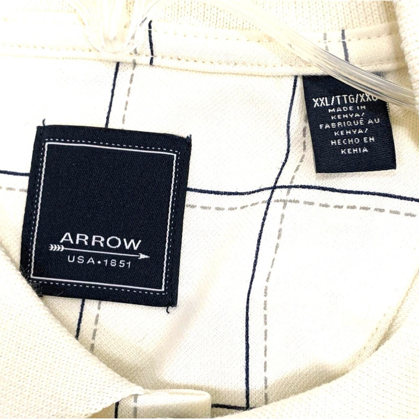 Other Arrow Mens White Checkered Polo Shirt XXL Cotton/Polyester B Size US XXL / EU 58 / 5 - 5 Thumbnail
