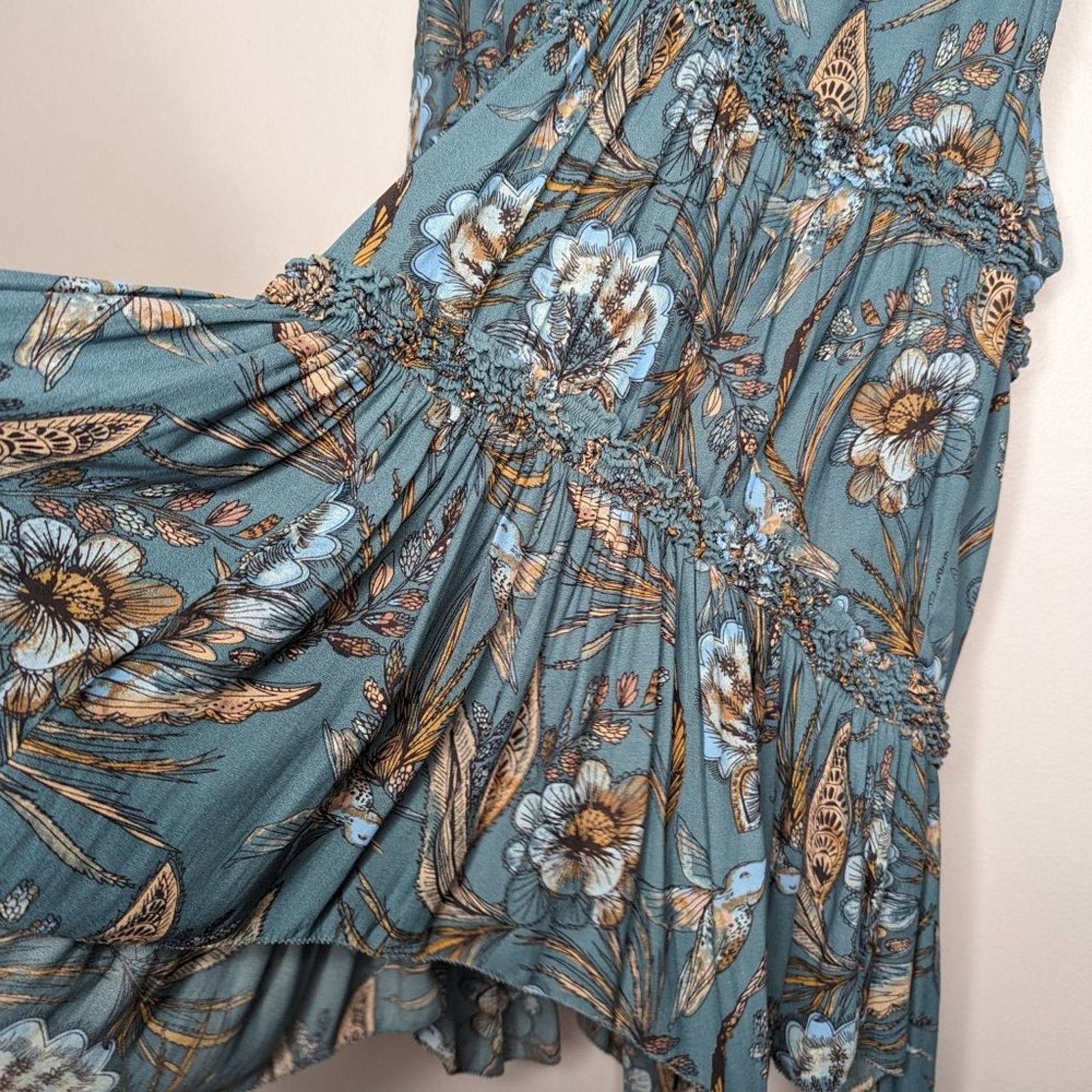 Free People Free People Blue Haze Tank Top Floral Print V-Neck Ruffle S Size S / US 4 / IT 40 - 6 Thumbnail