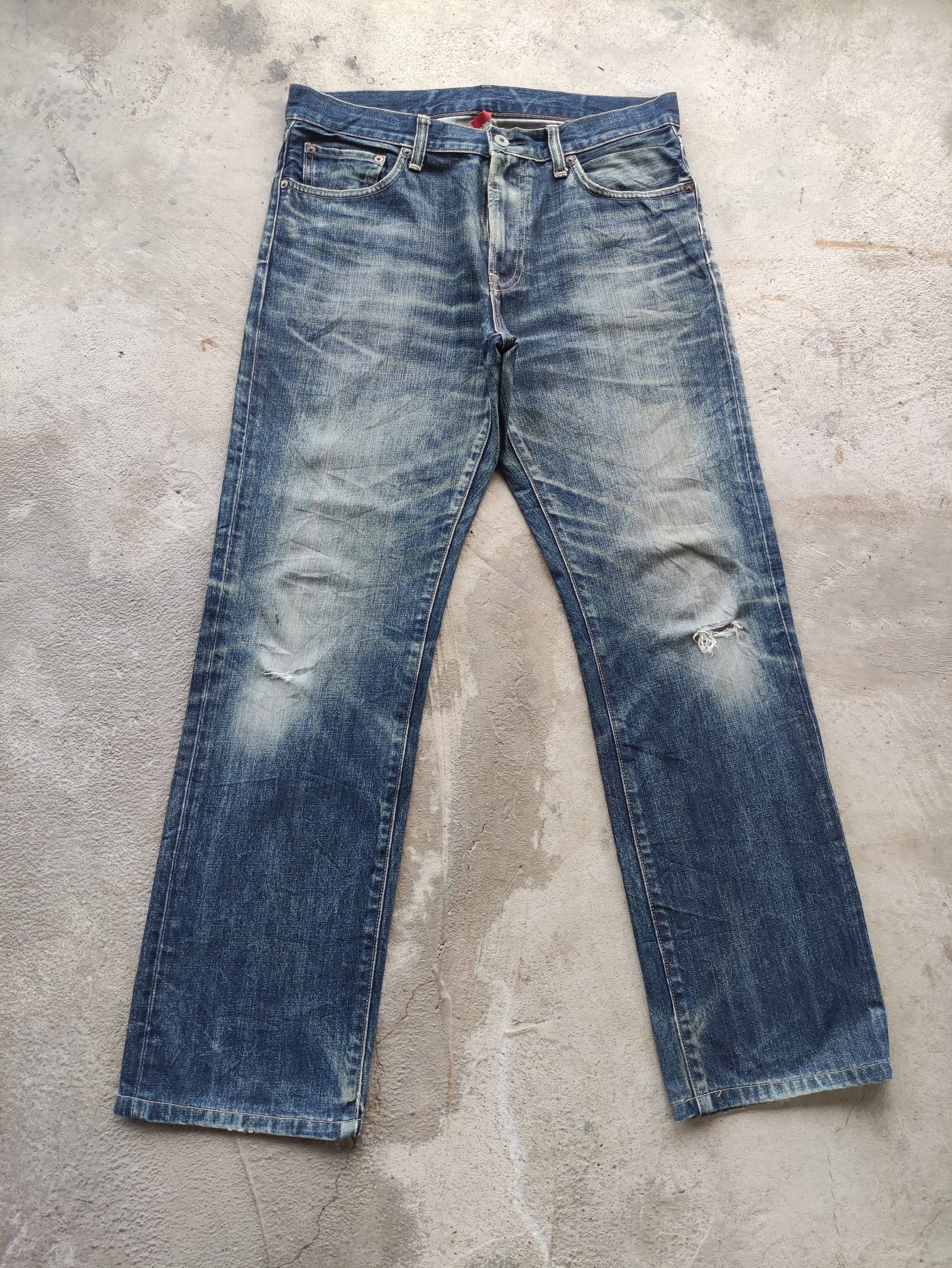 Japanese Brand Vintage Japanese Jean Distressed Faded Denim Size US 35 - 1 Thumbnail