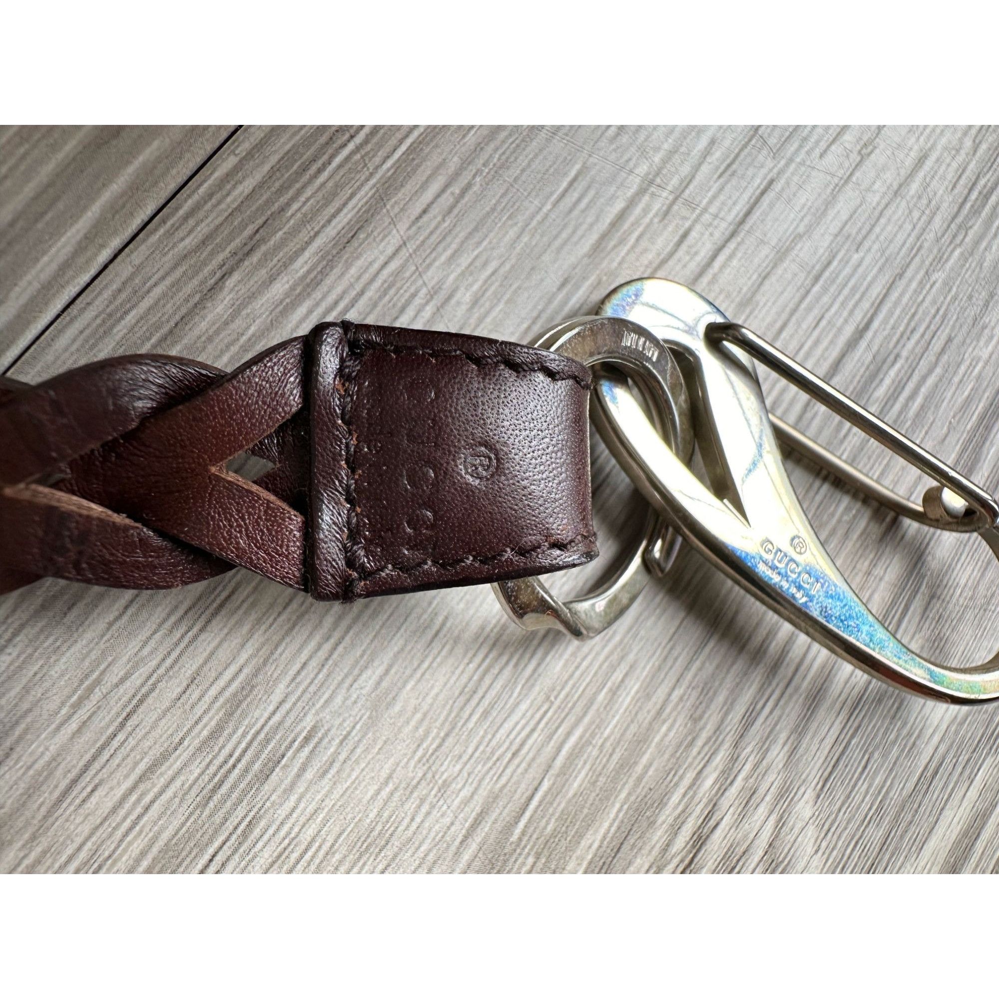Gucci GUCCI Brown Braided Leather Belt with Caribiner Style Clasps Size ONE SIZE - 12 Thumbnail