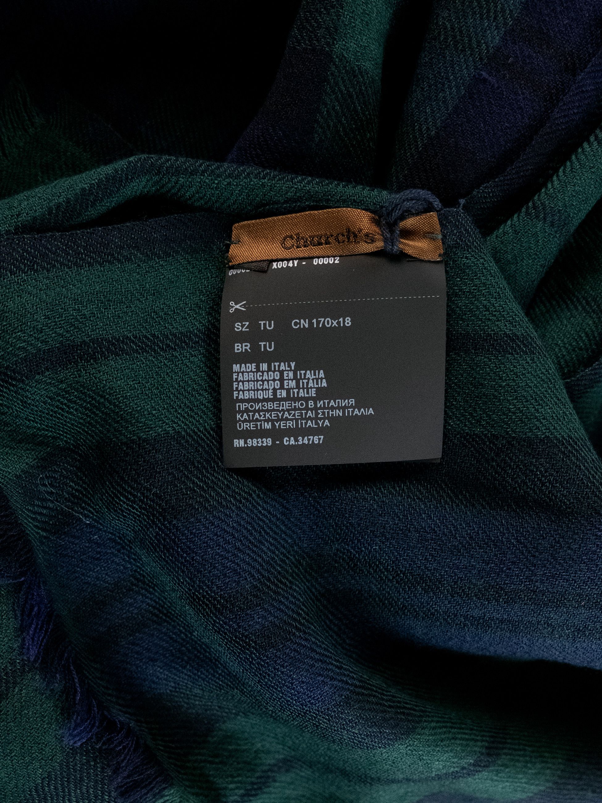 Church's CHURCH'S green navy blue tartan lightweight cashmere scarf Size ONE SIZE - 6 Thumbnail