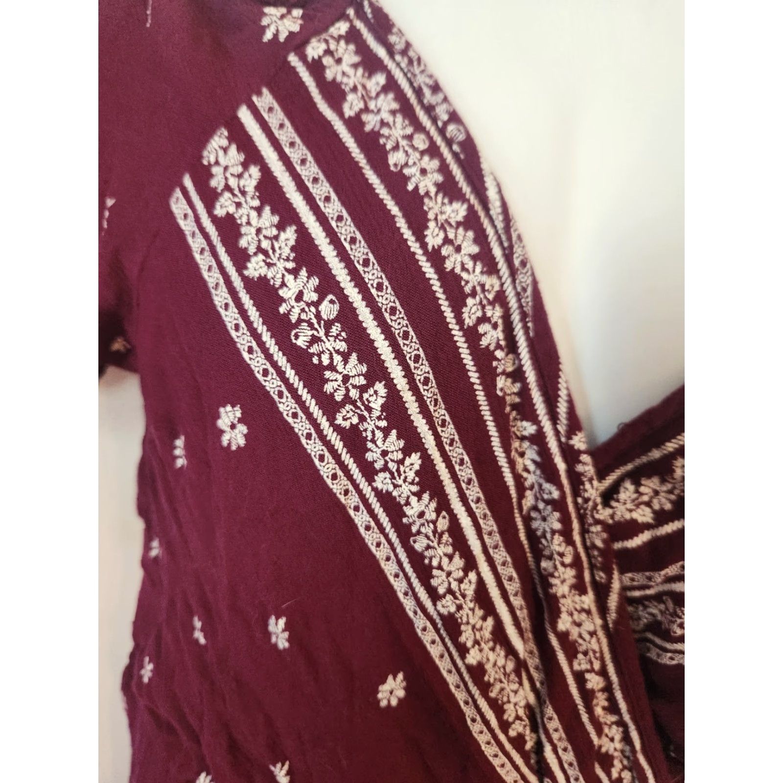 Vintage Xhilaration Maxi Dress Floral Red V-Neck Short Sleeve Boho Hippie XL Women Size XL / US 12-14 / IT 48-50 - 4 Thumbnail
