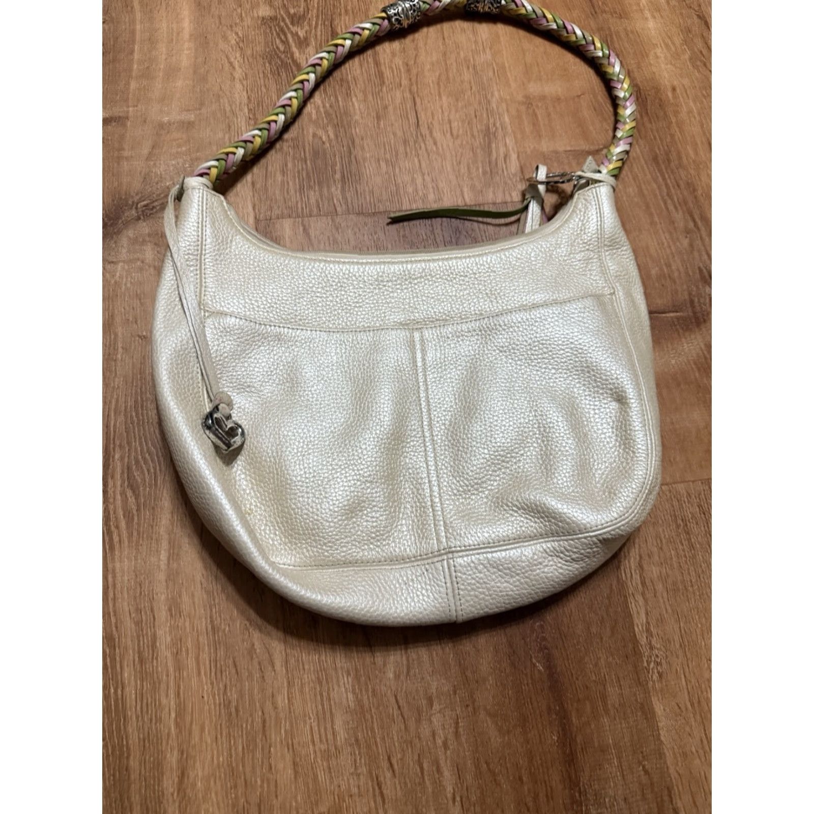 Brighton Brighton Barbados Hobo Bag Purse Handbag Cream White Leather Bright Multi Braid Woman Medium Size ONE SIZE - 3 Thumbnail