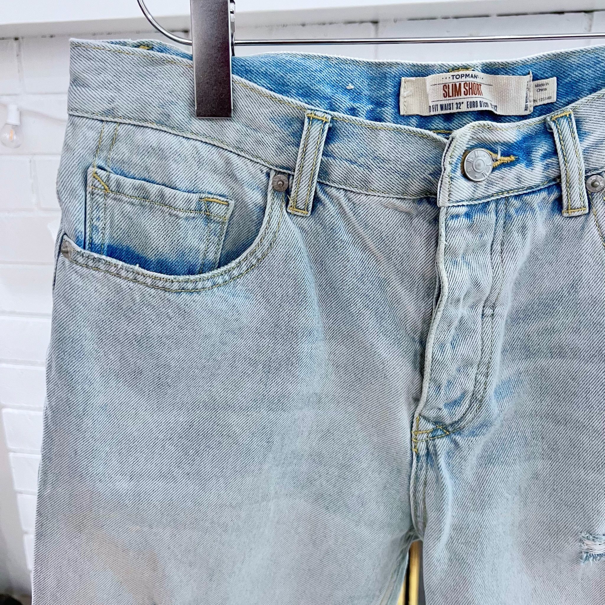 Topman TOPMAN Distressed Denim Slim Shorts Size US 32 / EU 48 - 3 Thumbnail