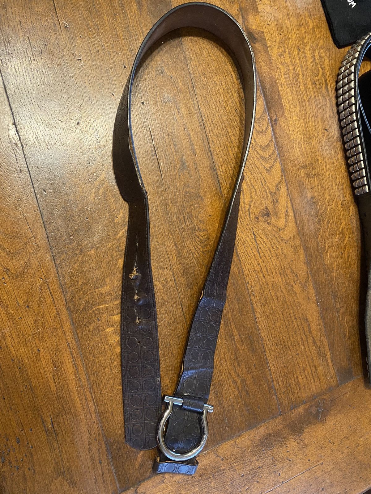 Salvatore Ferragamo × Vintage ferragamo vintage leather big buckle belt Size ONE SIZE - 4 Thumbnail