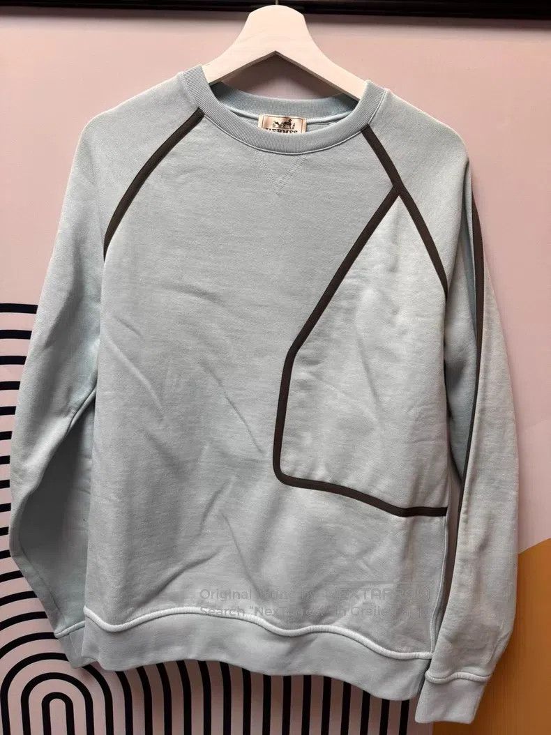 Hermes Hermes Men's Sweatshirt, Misty Blue Size US M / EU 48-50 / 2 - 1 Thumbnail