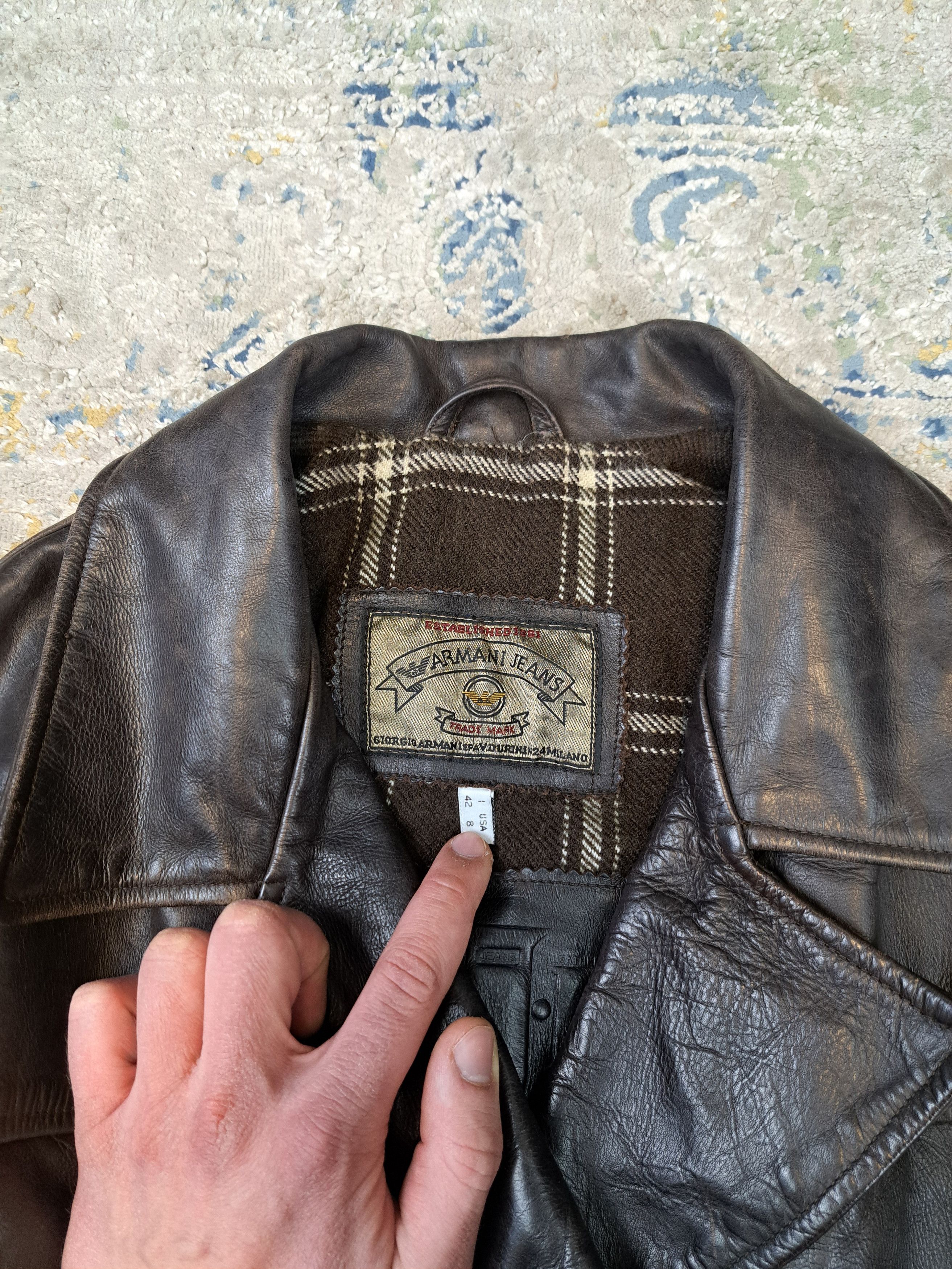 Armani Armani Double Breasted Heavyweight Leather Coat Archive Size US L / EU 52-54 / 3 - 3 Thumbnail