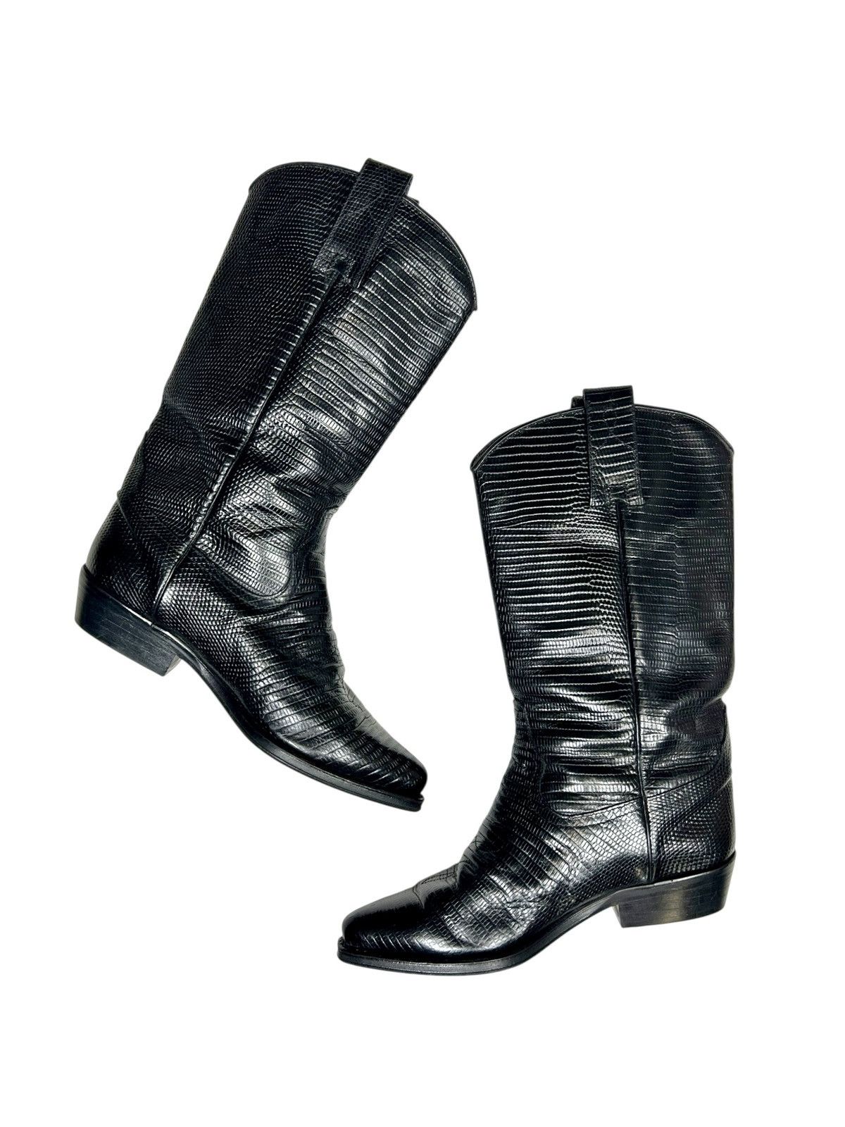 Cowboy Equipment Vintage Black Leather Western Cowboy Biker boots Size US 6 / IT 36 - 2 Thumbnail