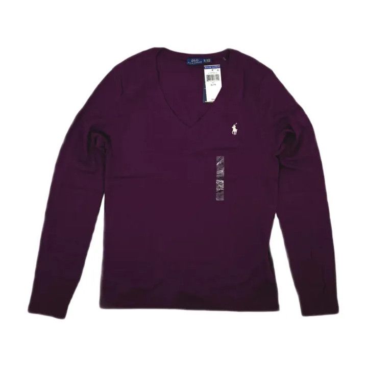 Polo Ralph Lauren Polo Ralph Lauren Purple V-Neck Long-Sleeve T-Shirt Size US S / EU 44-46 / 1 - 1 Thumbnail